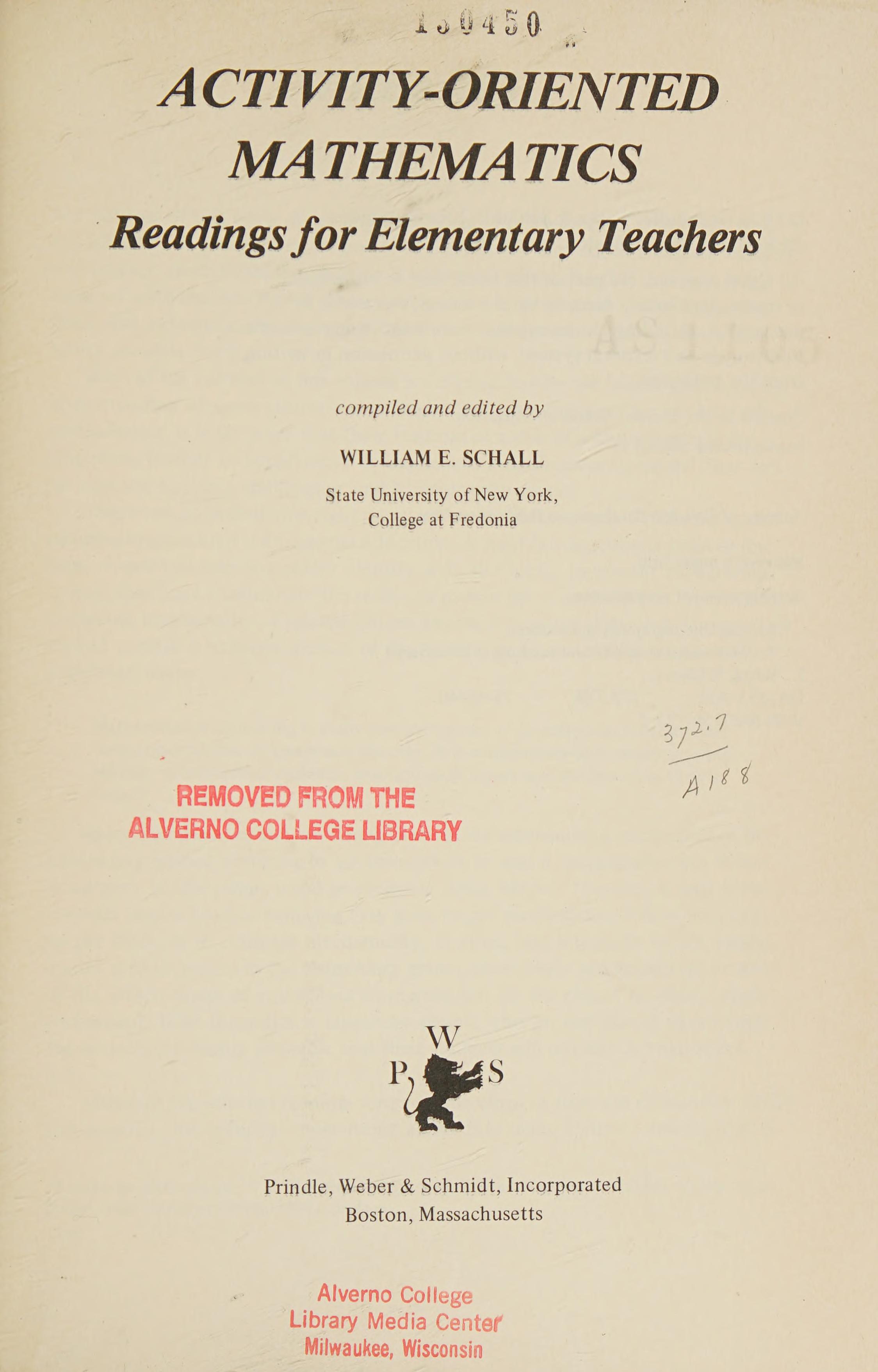 Activity-Oriented Mathematics: Readings For Elementary Teachers