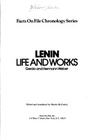 Lenin: Life And Works (Facts On File Chronology Series) (English And German Edition)