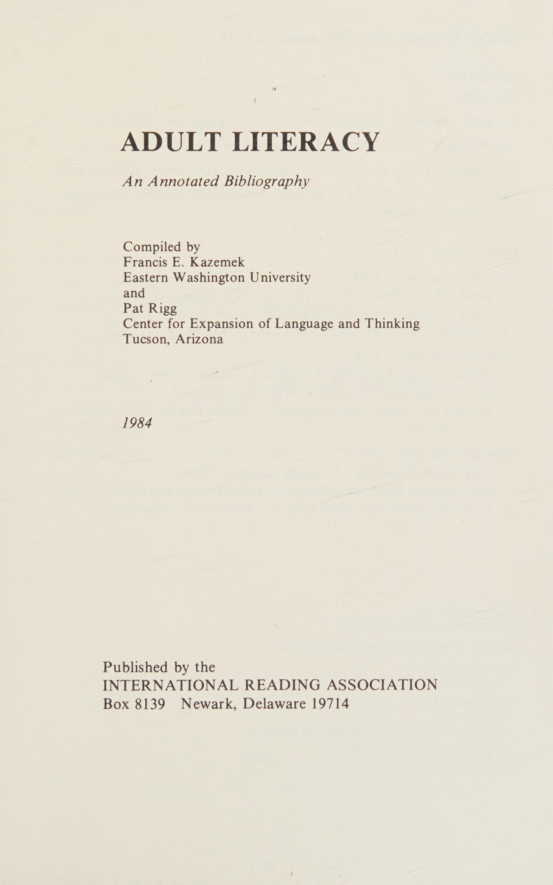 Adult Literacy