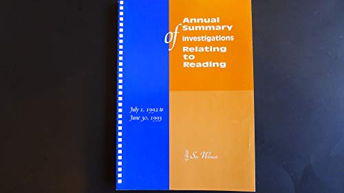 Annual Summary of Investigations Relating to Reading