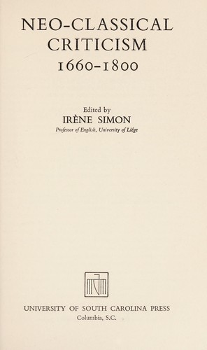 Neo-Classical Criticism, 1660-1800