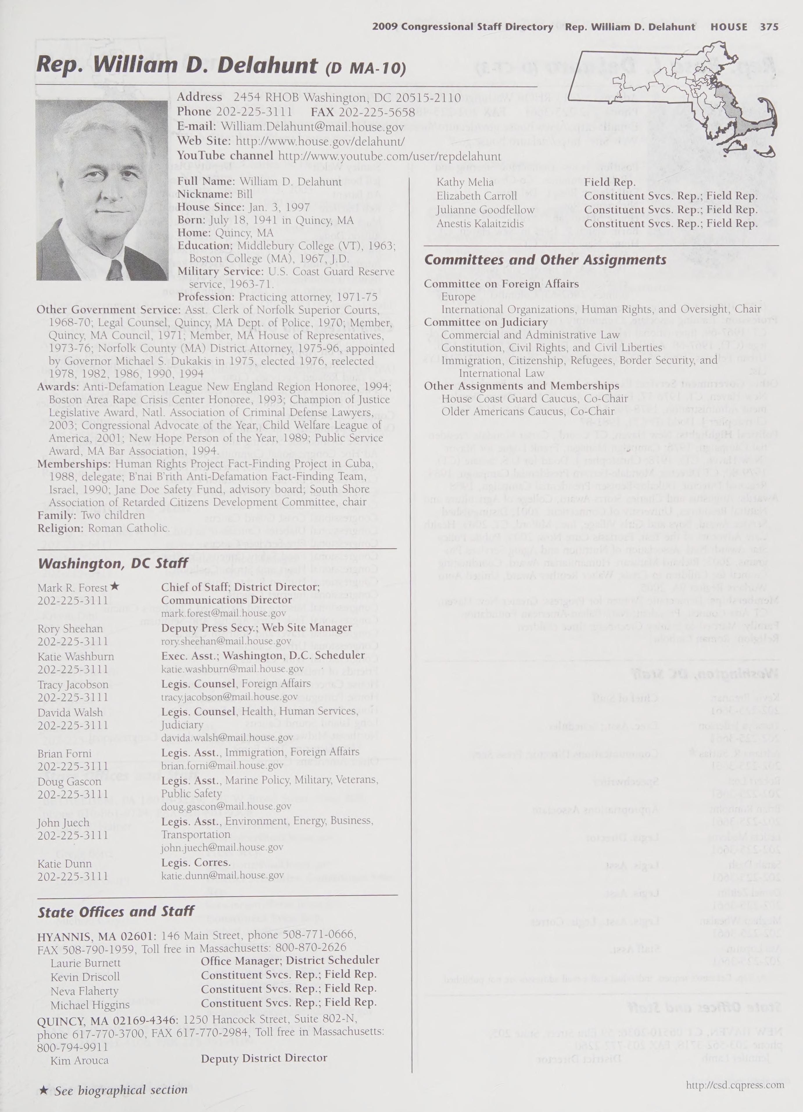 Congressional Staff Directory 2009/Summer
