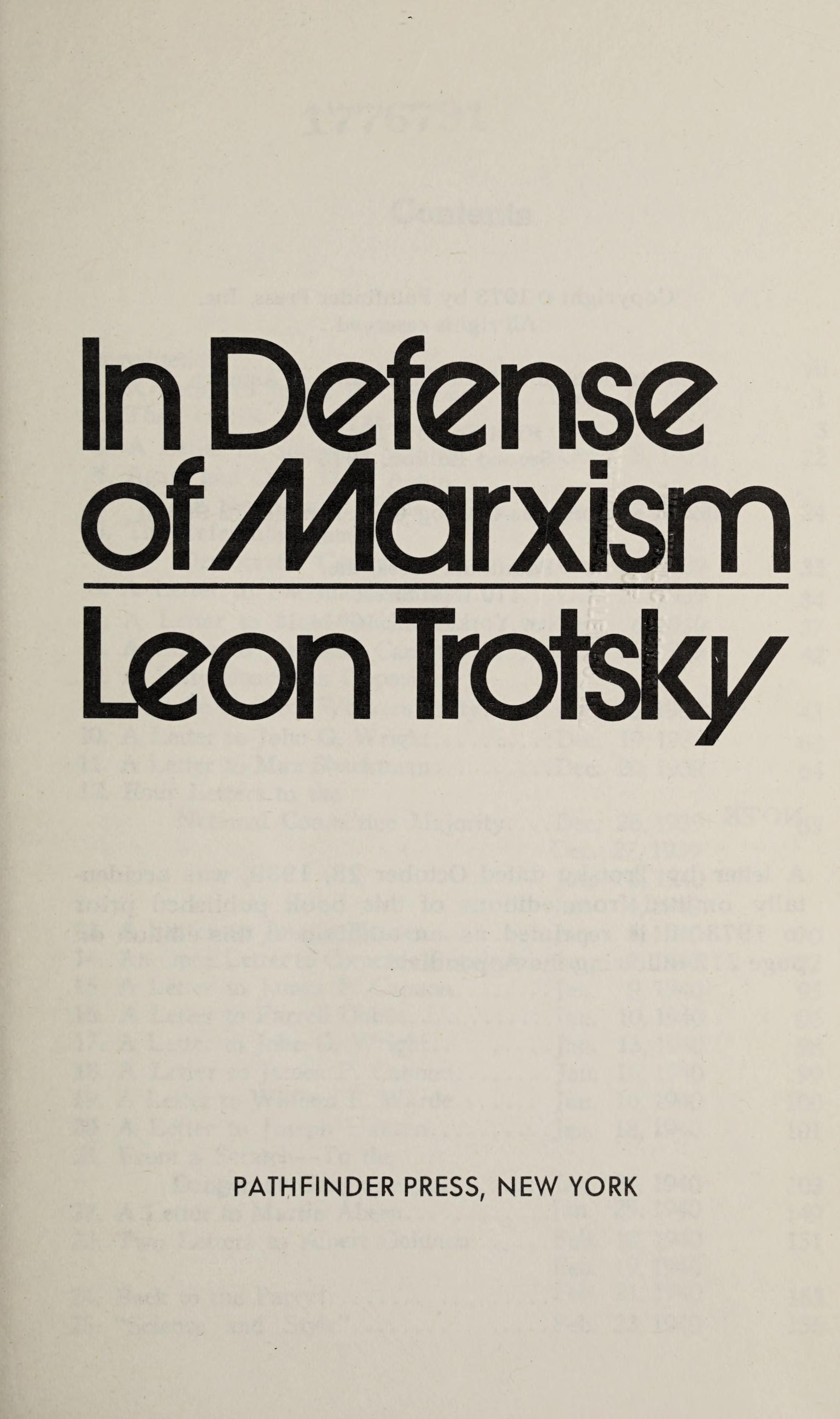 In Defence of Marxism