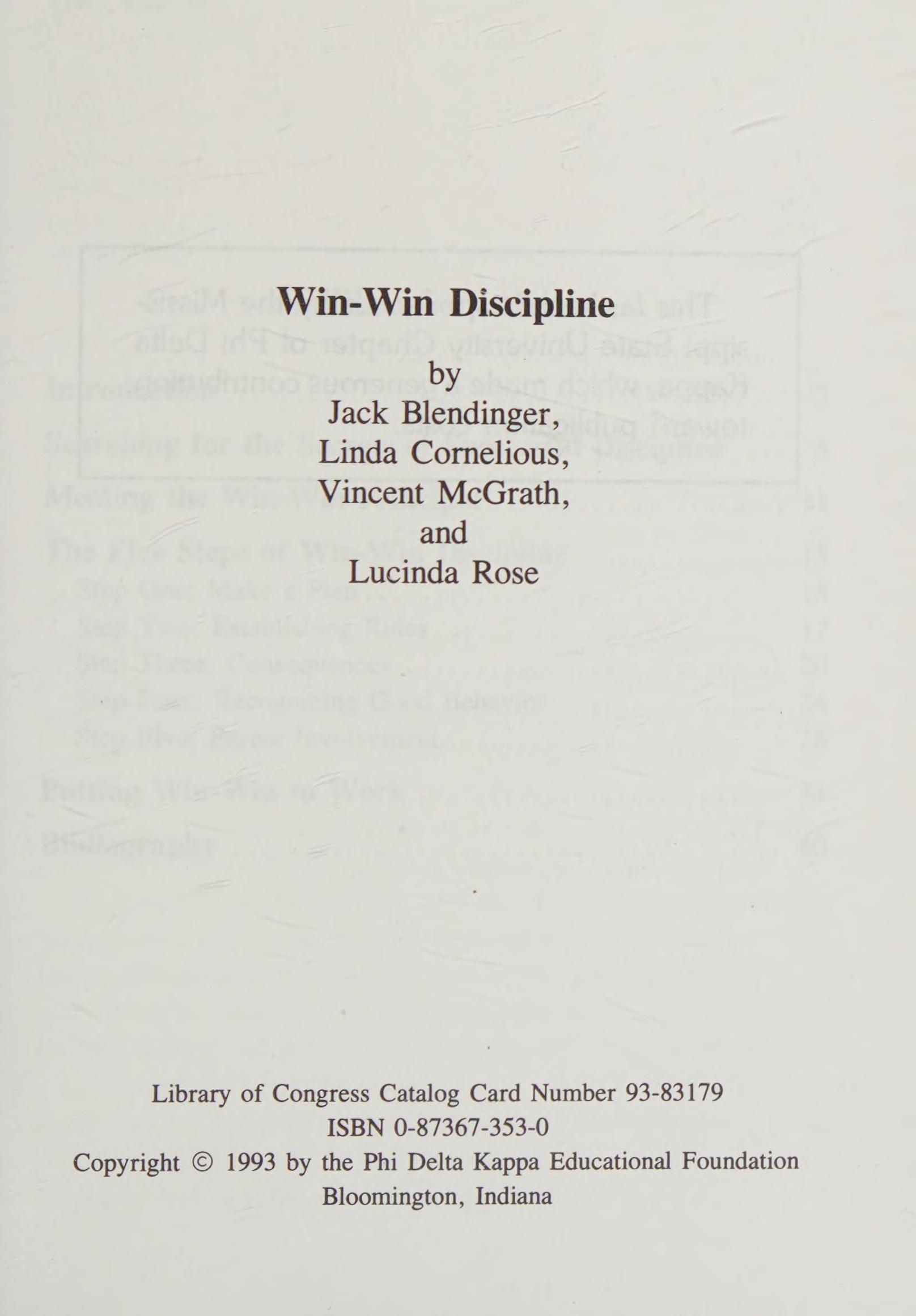 Win-Win Discipline