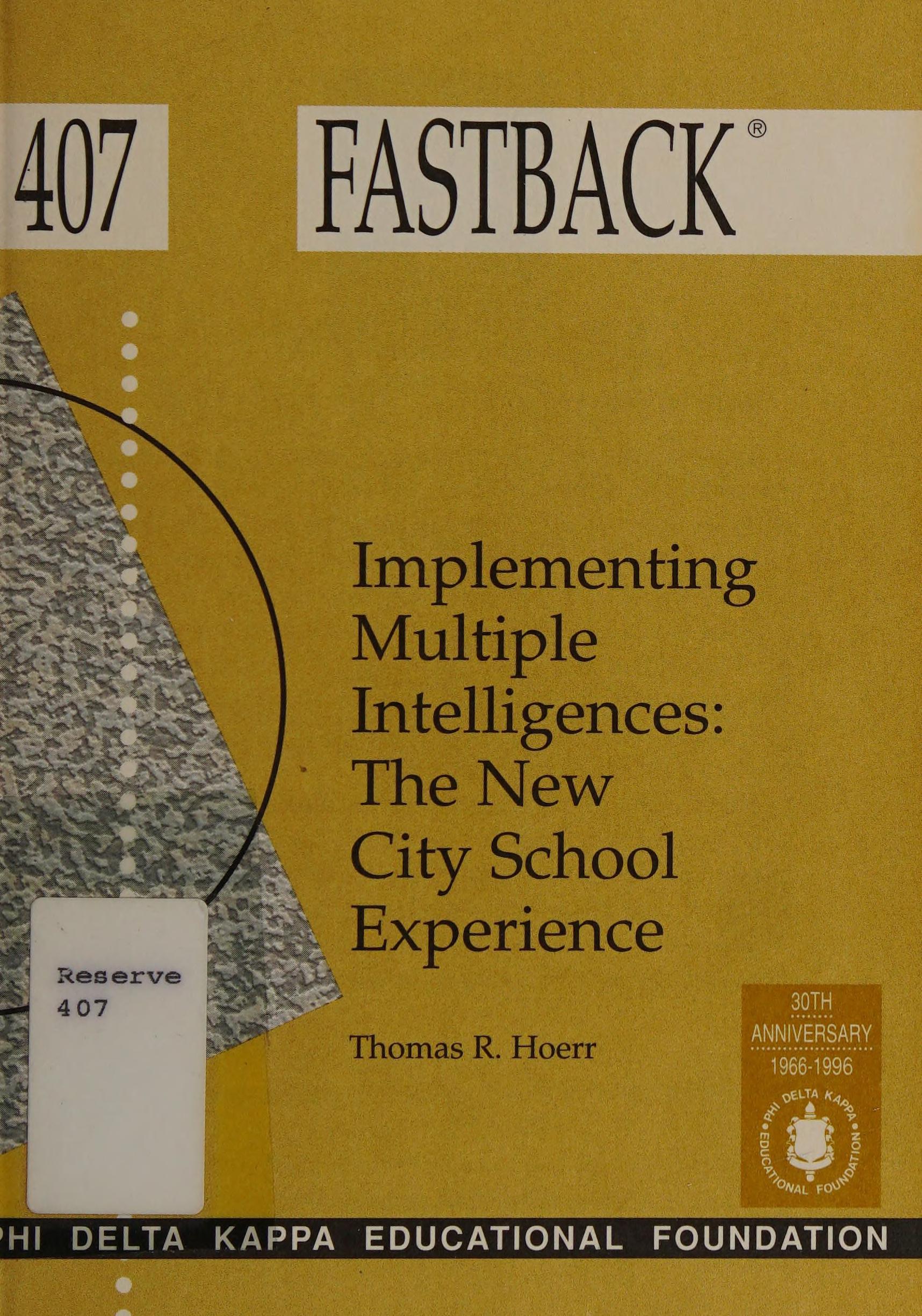 Implementing Multiple Intelligences: The New City School Experience
