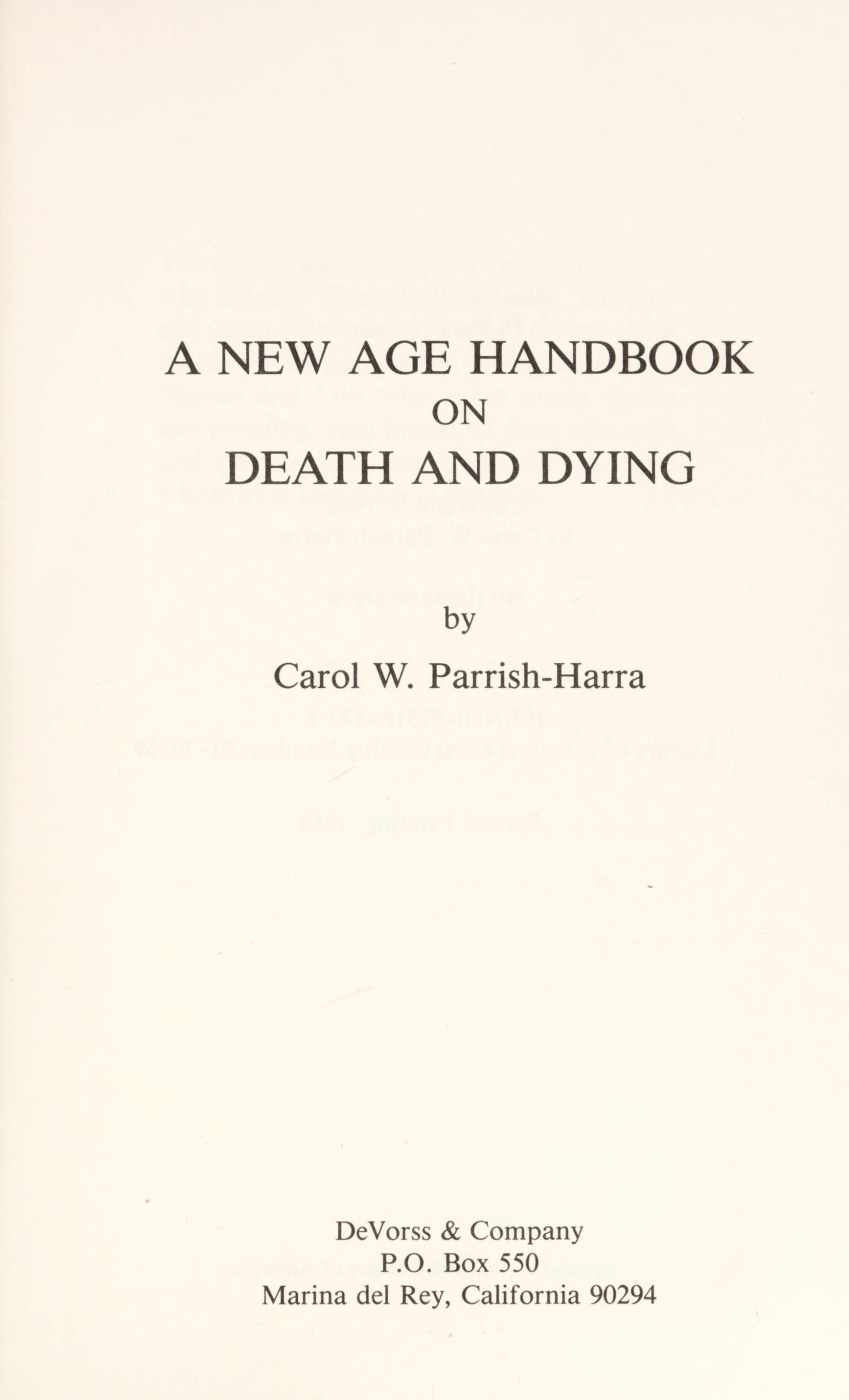 A New Age Handbook On Death And Dying