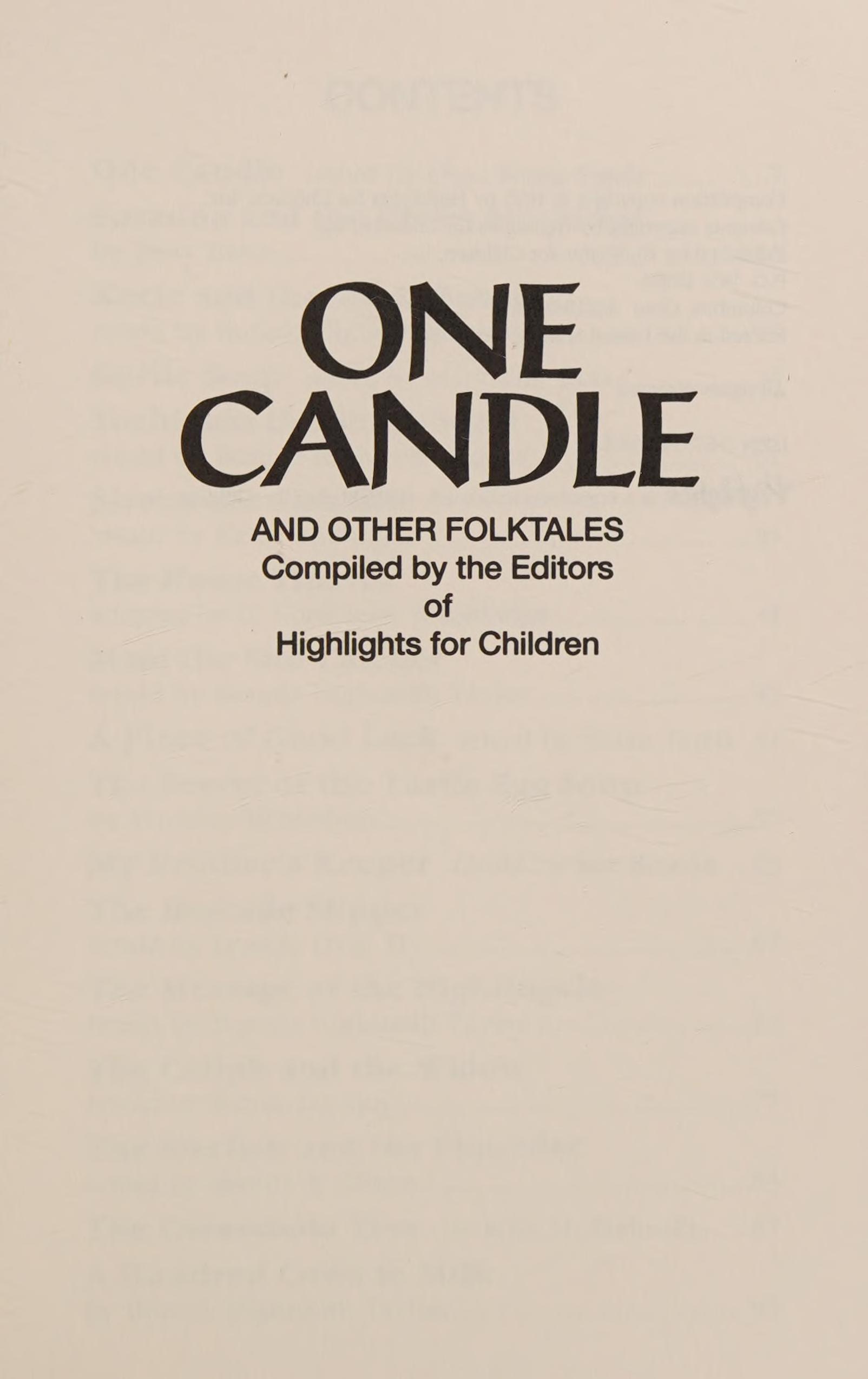 One Candle And Other Folktales From Highlights