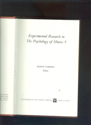 Experimental Research in the Psychology of Music Vol. 9
