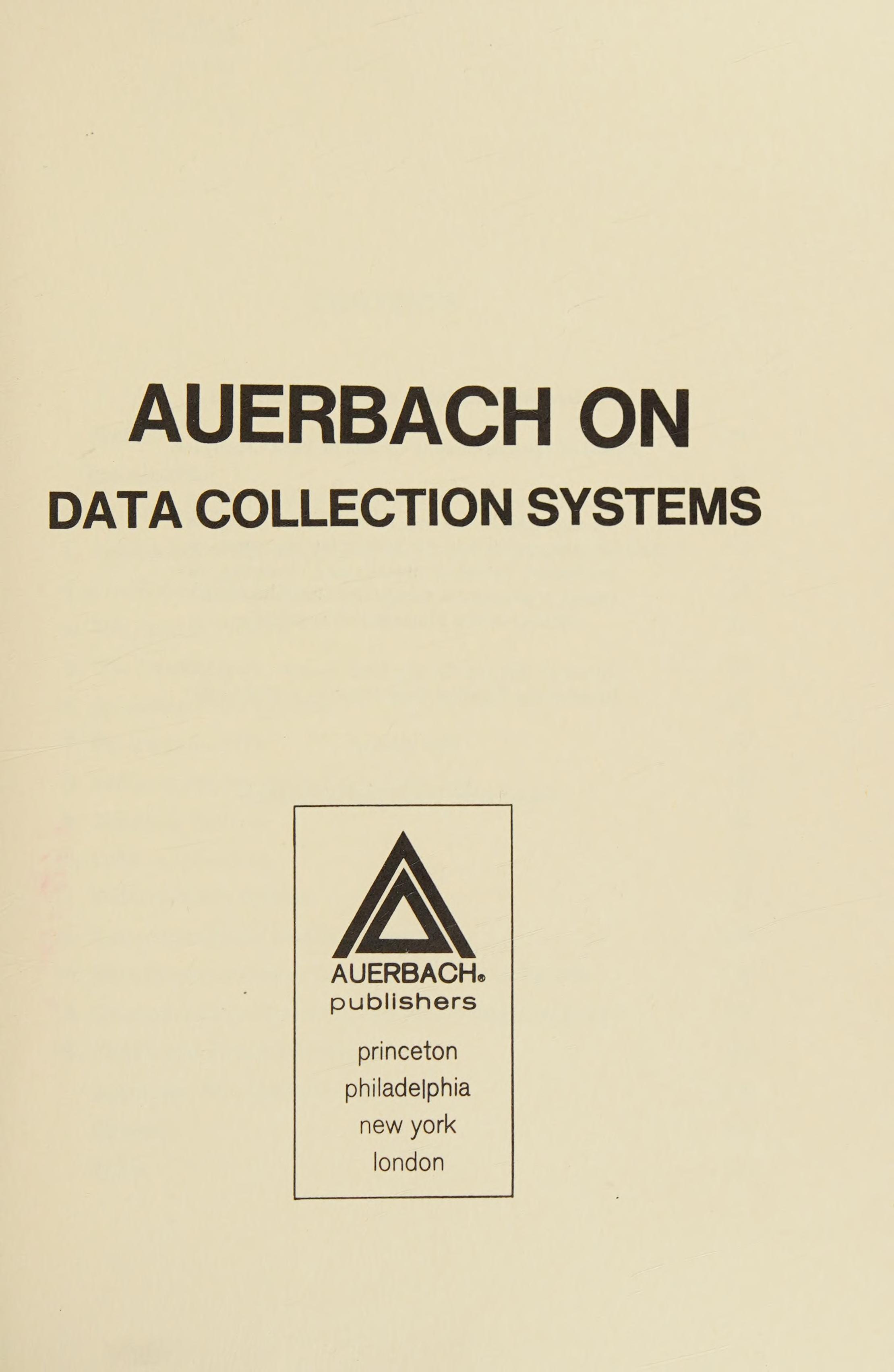 Auerbach On Data Collection Systems