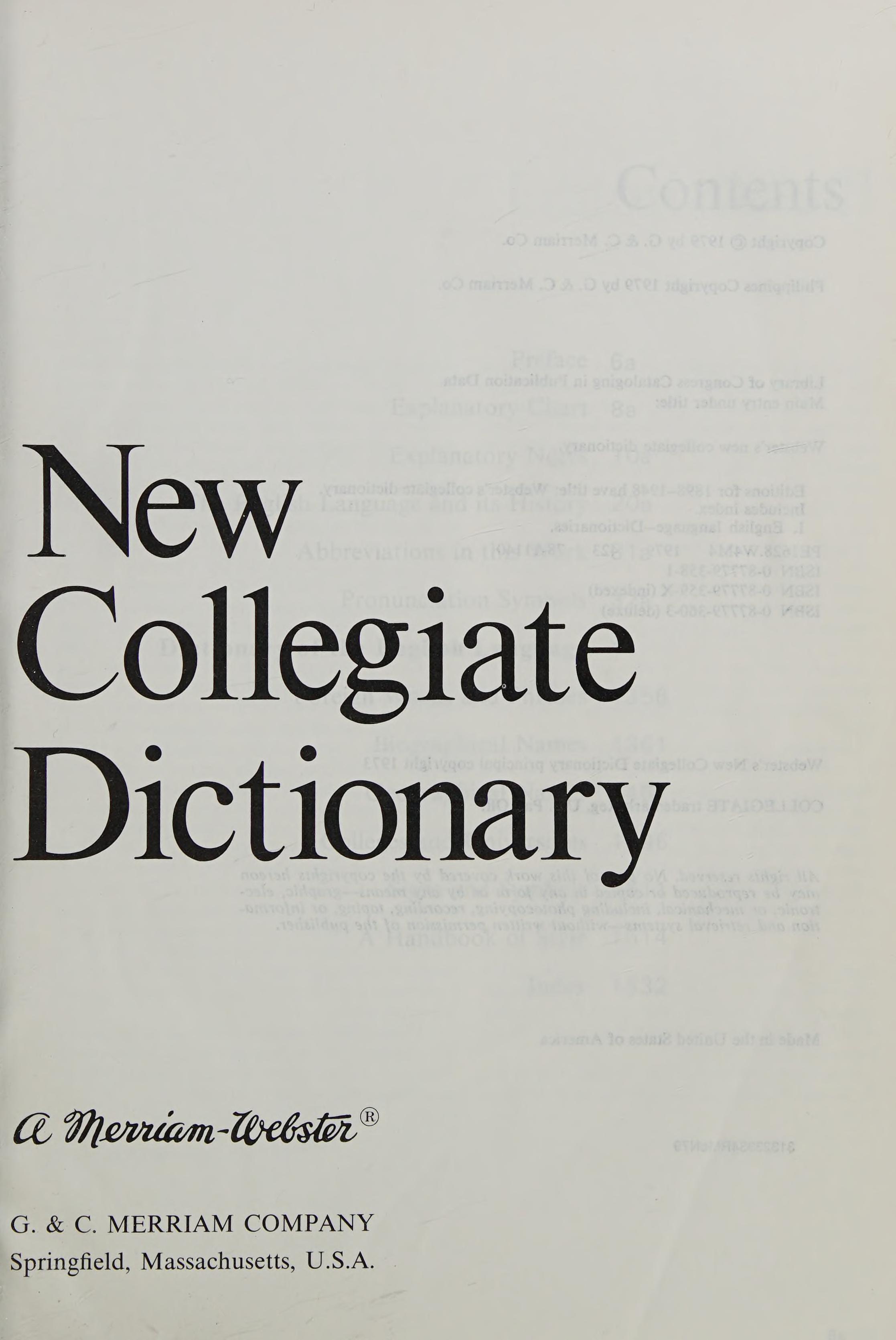 Webster's New Collegiate Dictionary