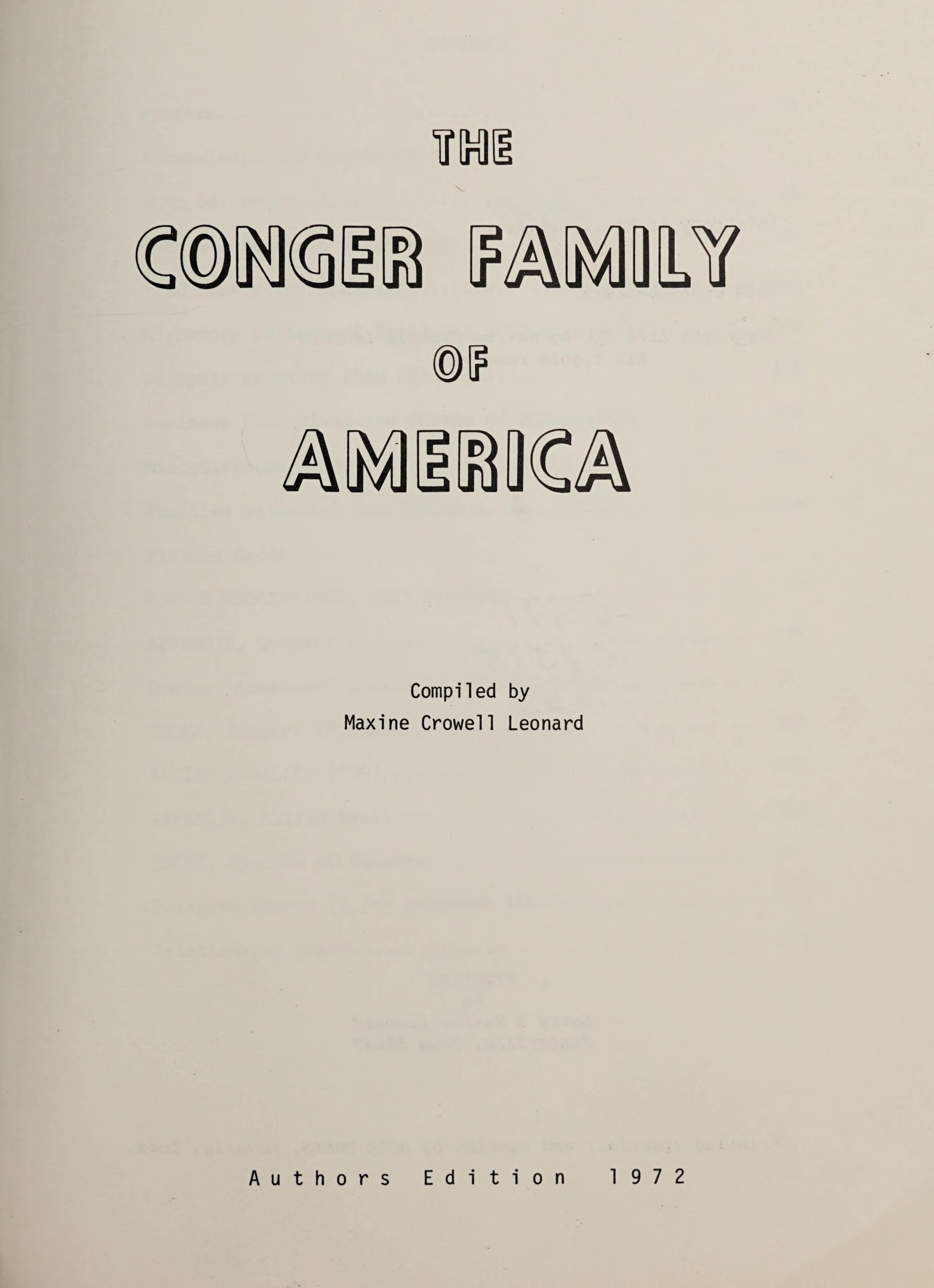 The Conger Family of America
