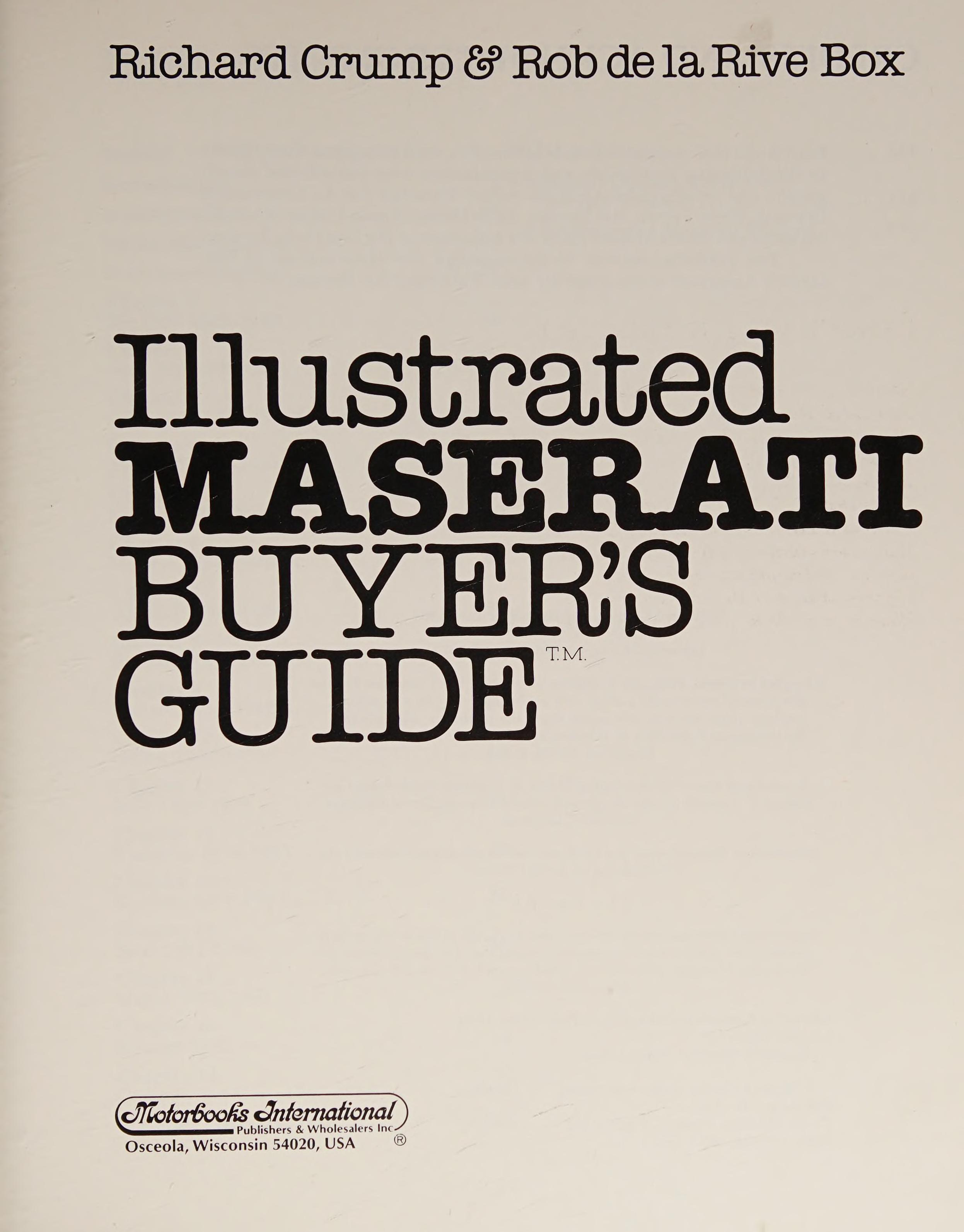 Illustrated Maserati Buyer'S Guide