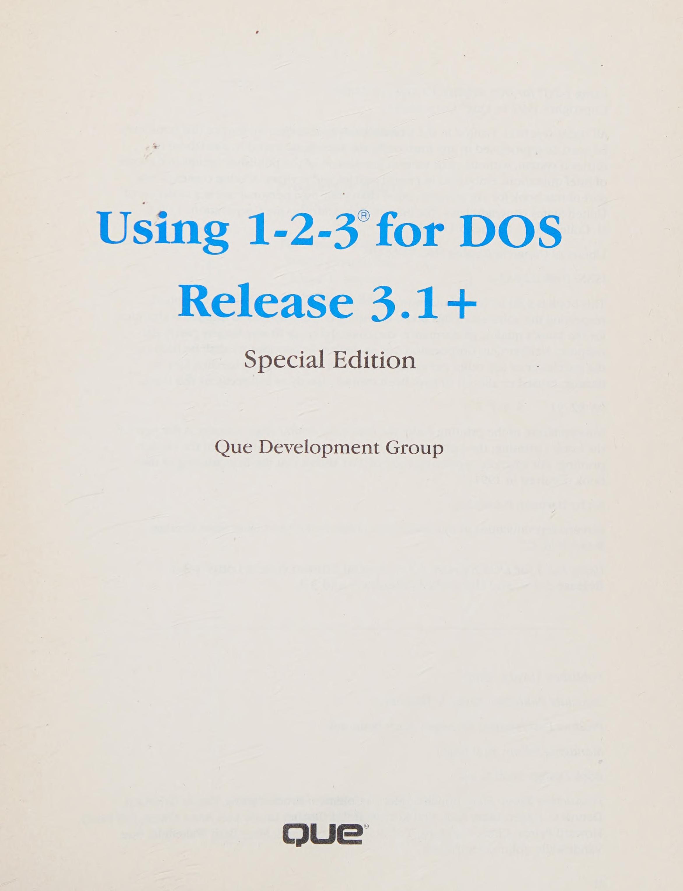 Using 1-2-3 for Dos Release 3.1+