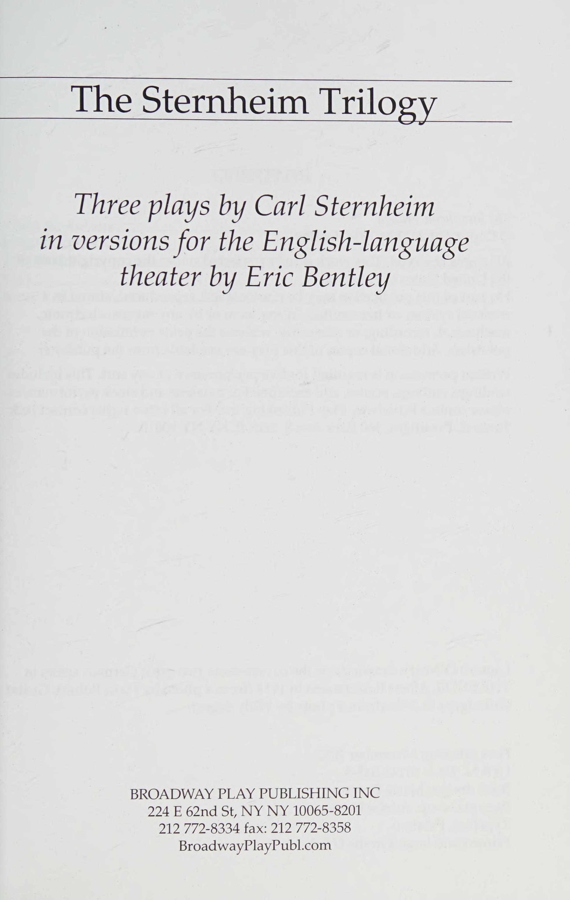 The Sternheim Trilogy