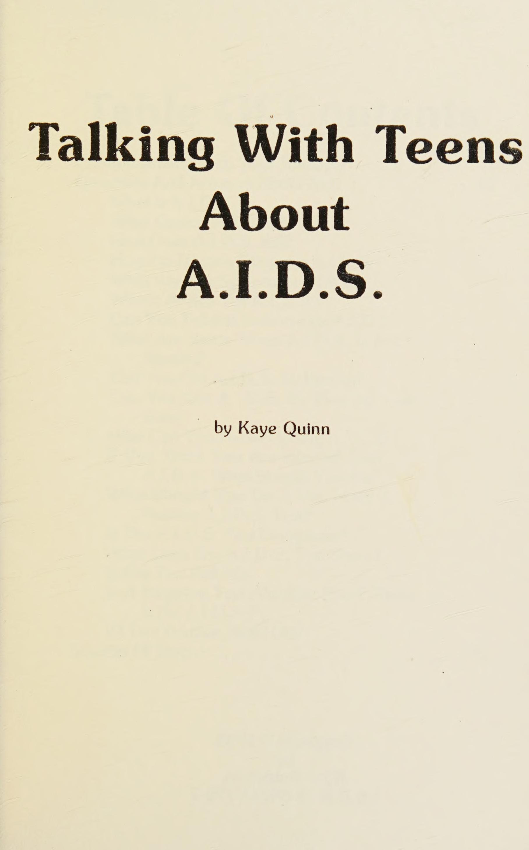 Talking with Teens About a.I.D.S