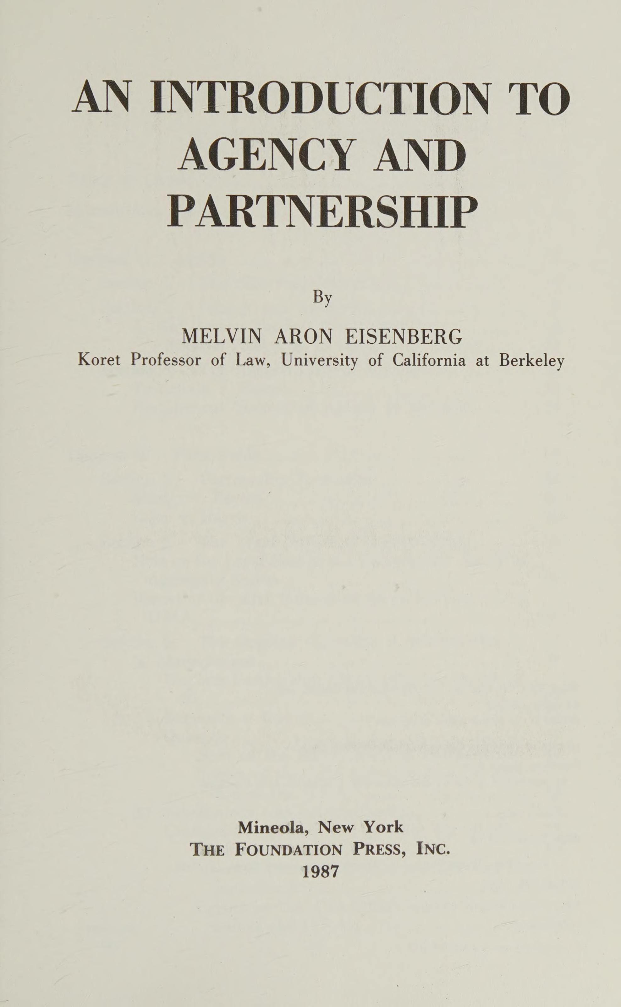 An introduction to agency and partnership