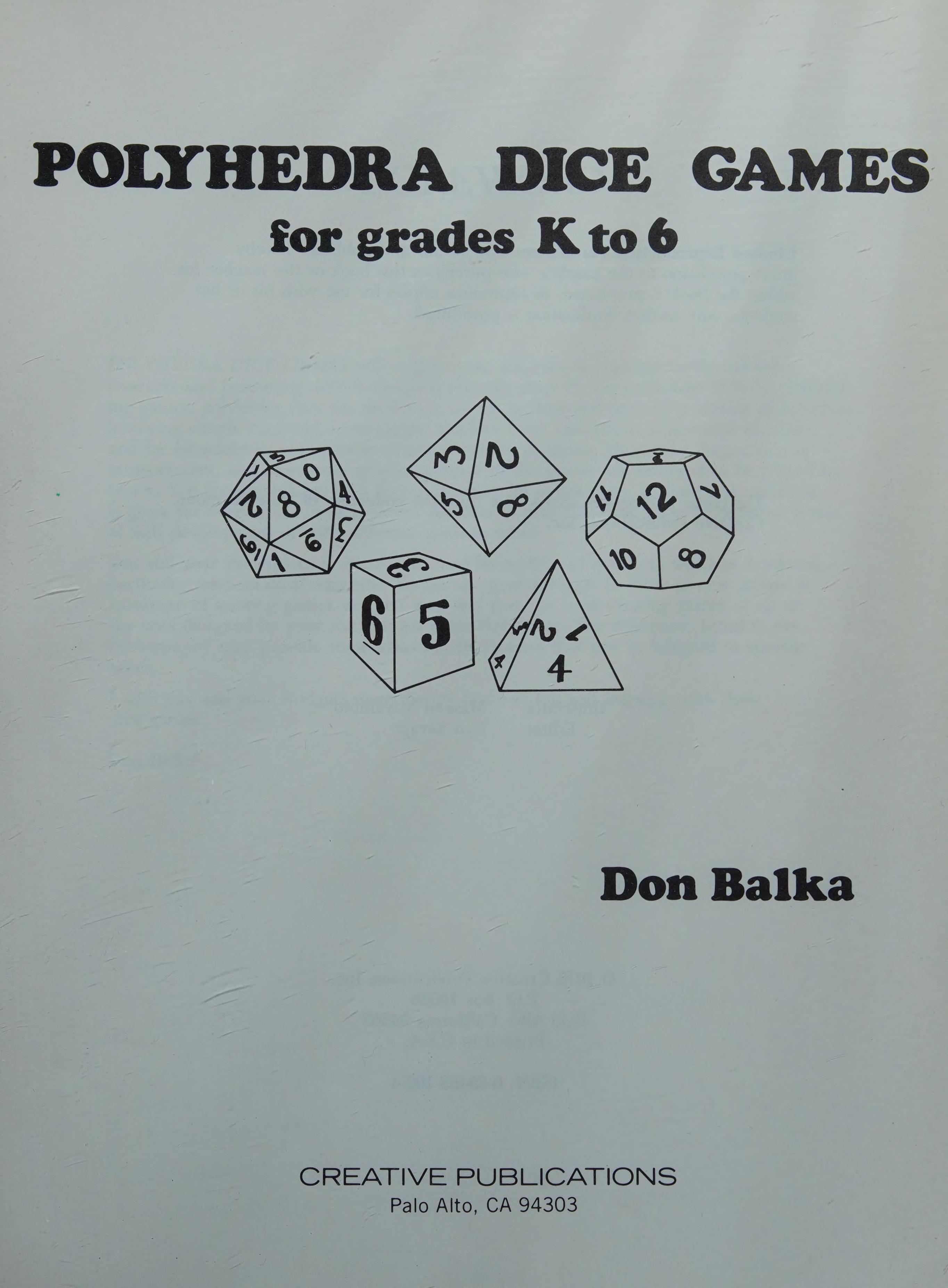 Polyhedra Dice Games: For Grades K To 6