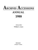 Archives Accessions Annual, 1988