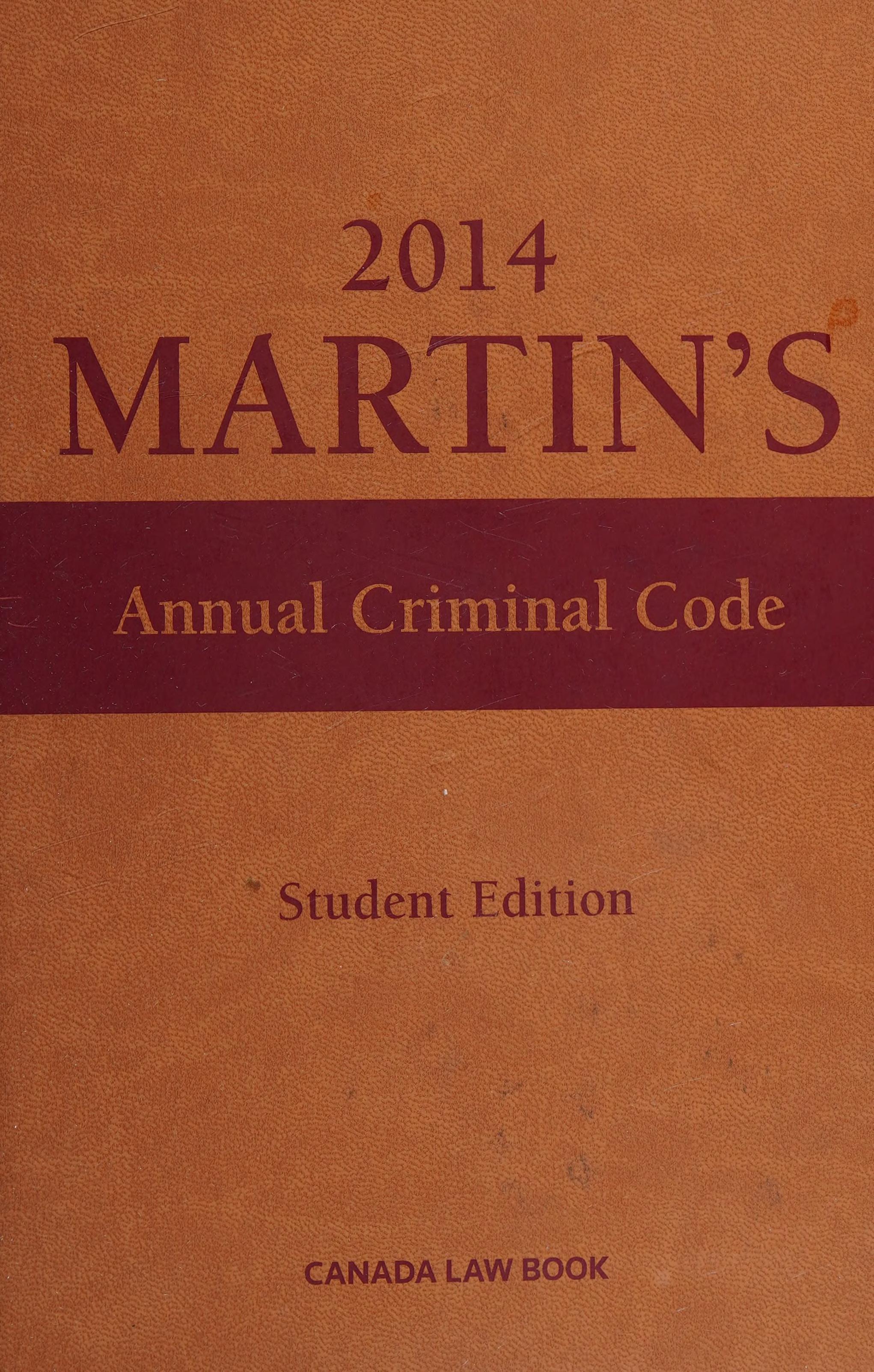 Martin's Pocket Criminal Code 2013 - Student Edition