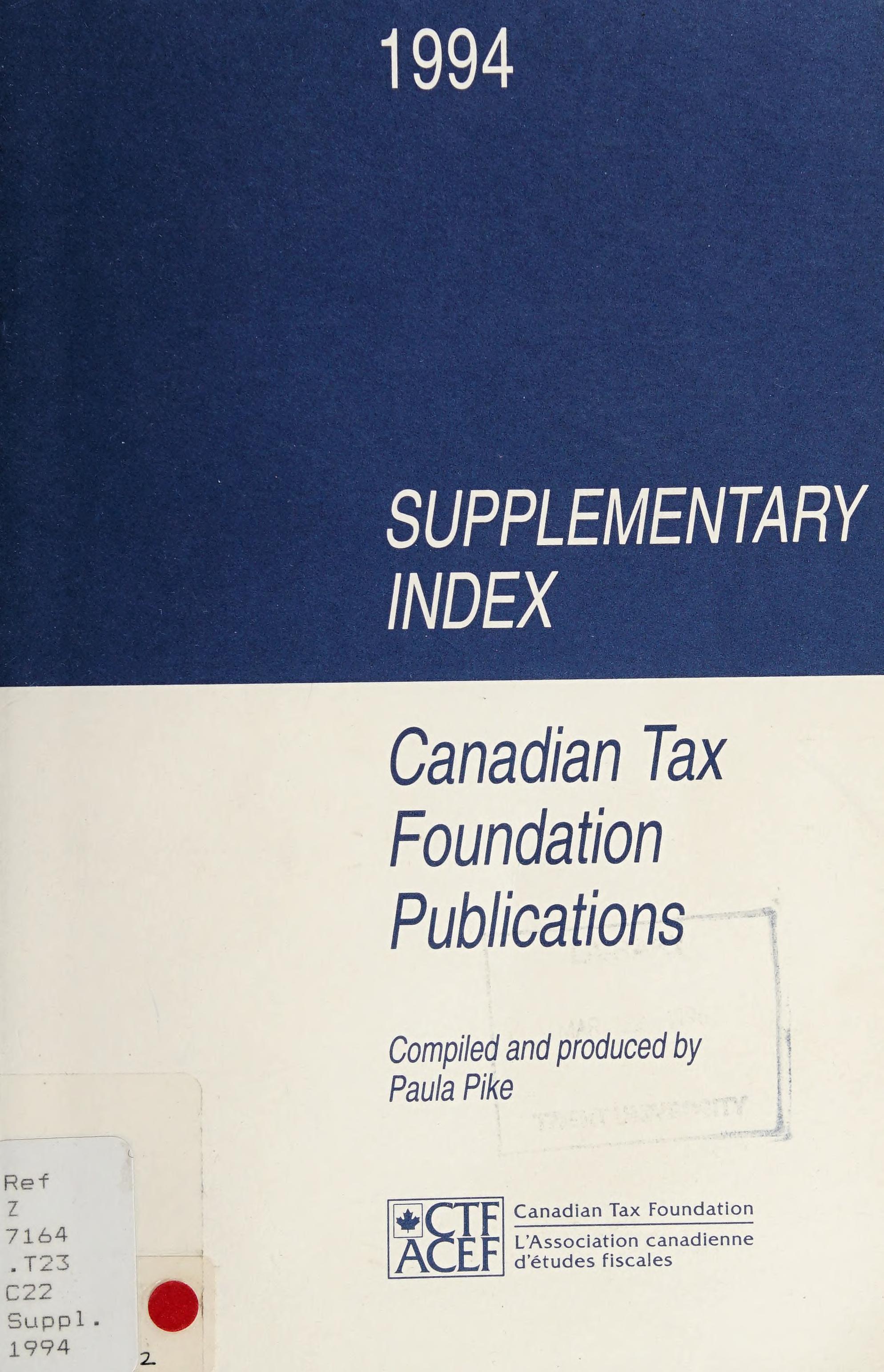 1994 Supplementary Index
