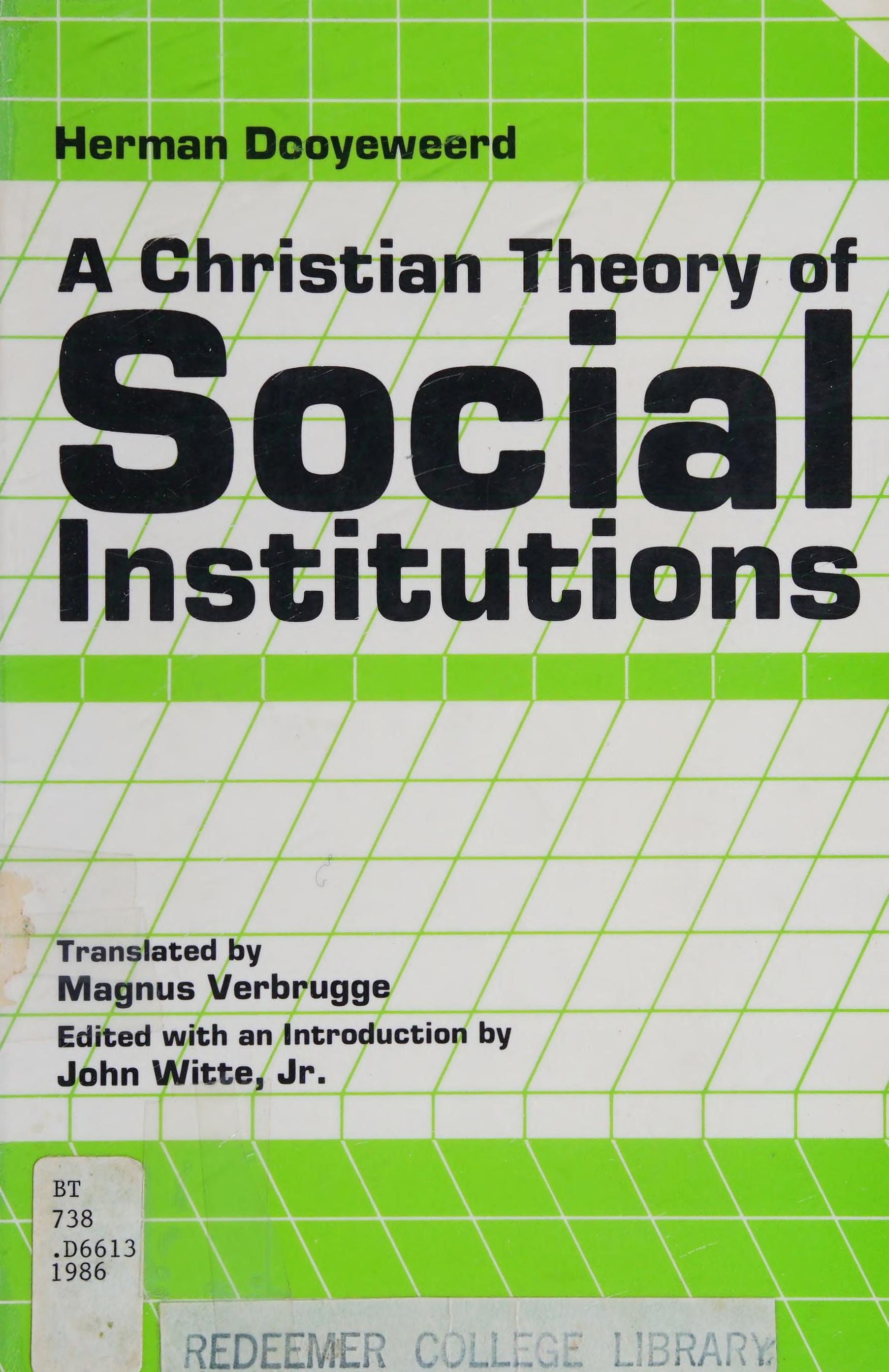 Christian Theory of Social Institutions