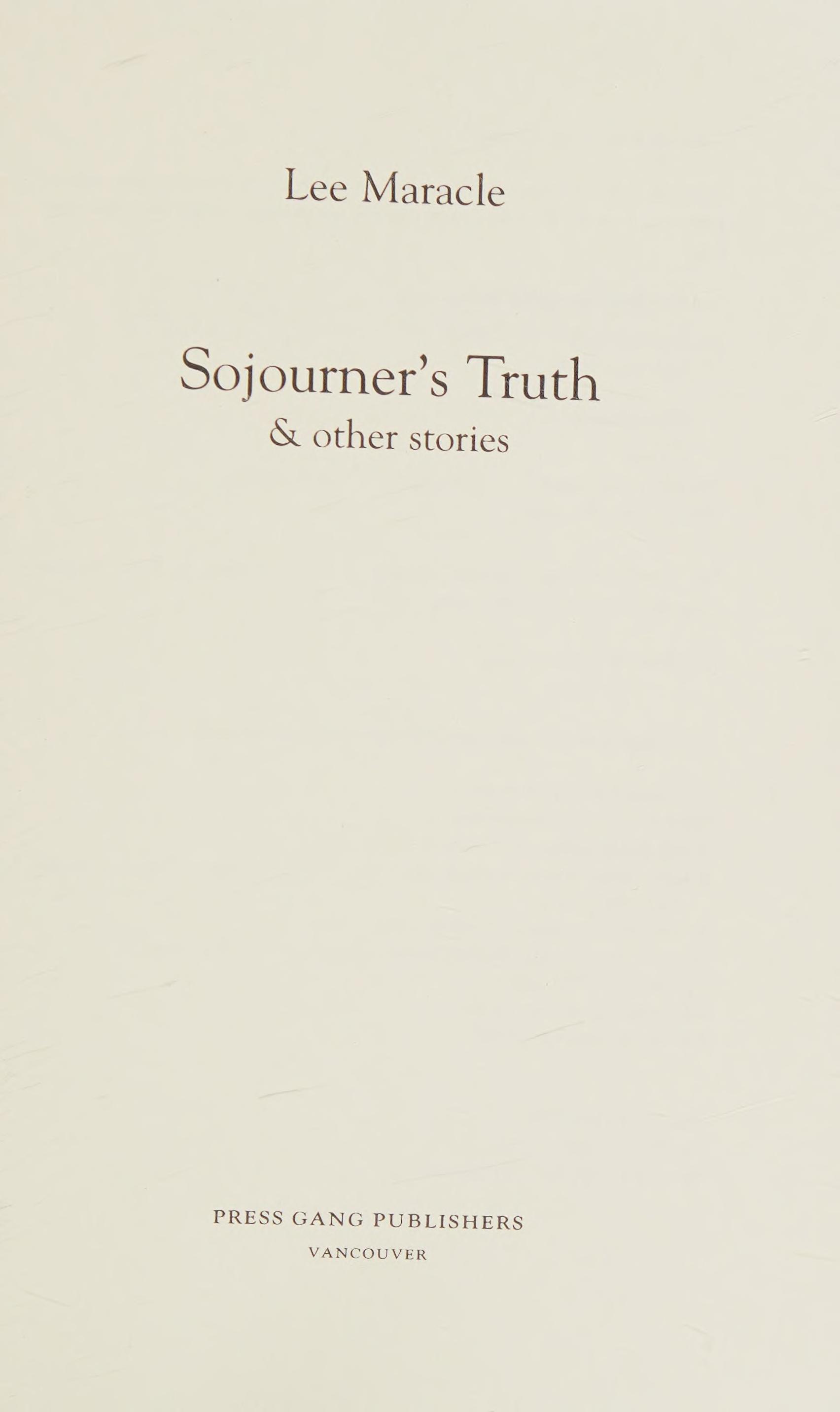 Sojourner's Truth & Other Stories