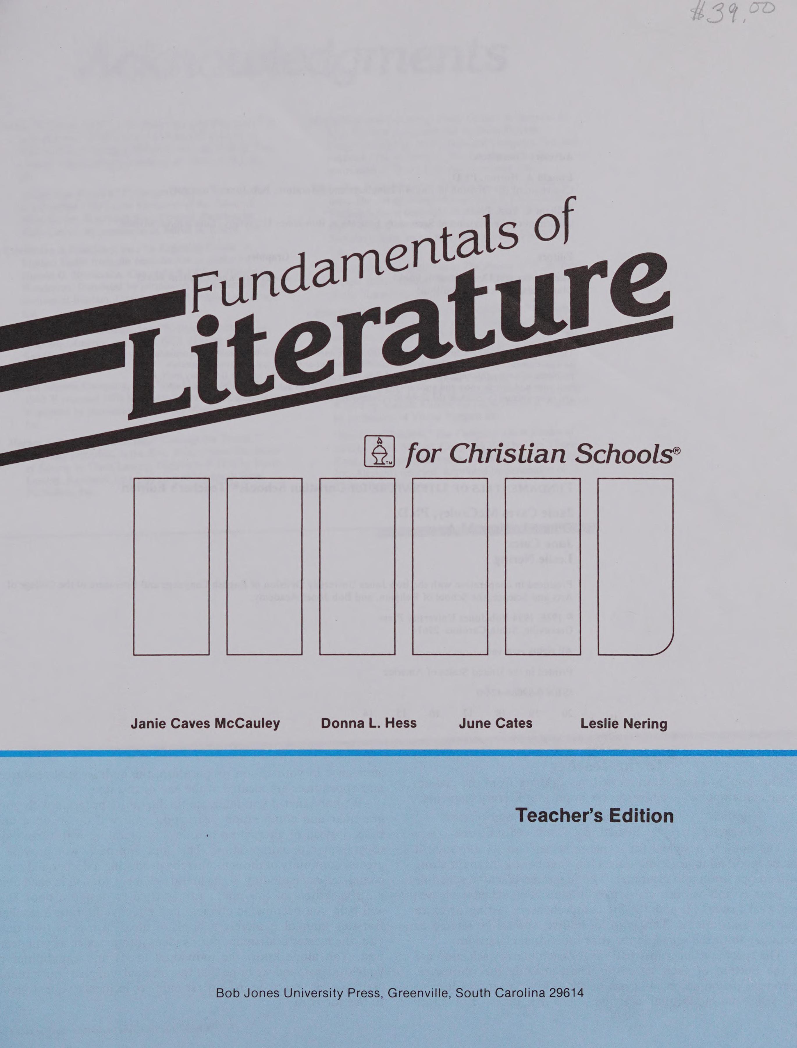 Fundamentals of Literature for Christian Schools