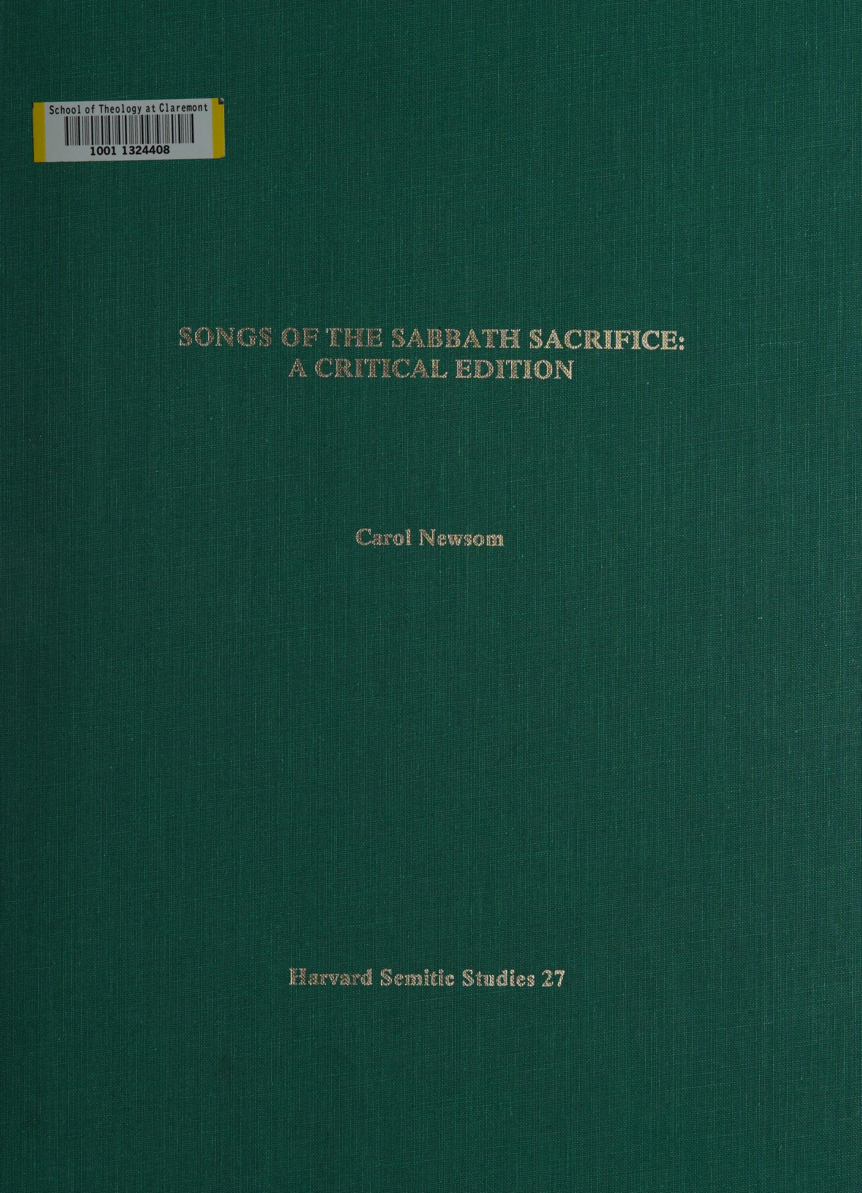 Songs of the Sabbath Sacrifice