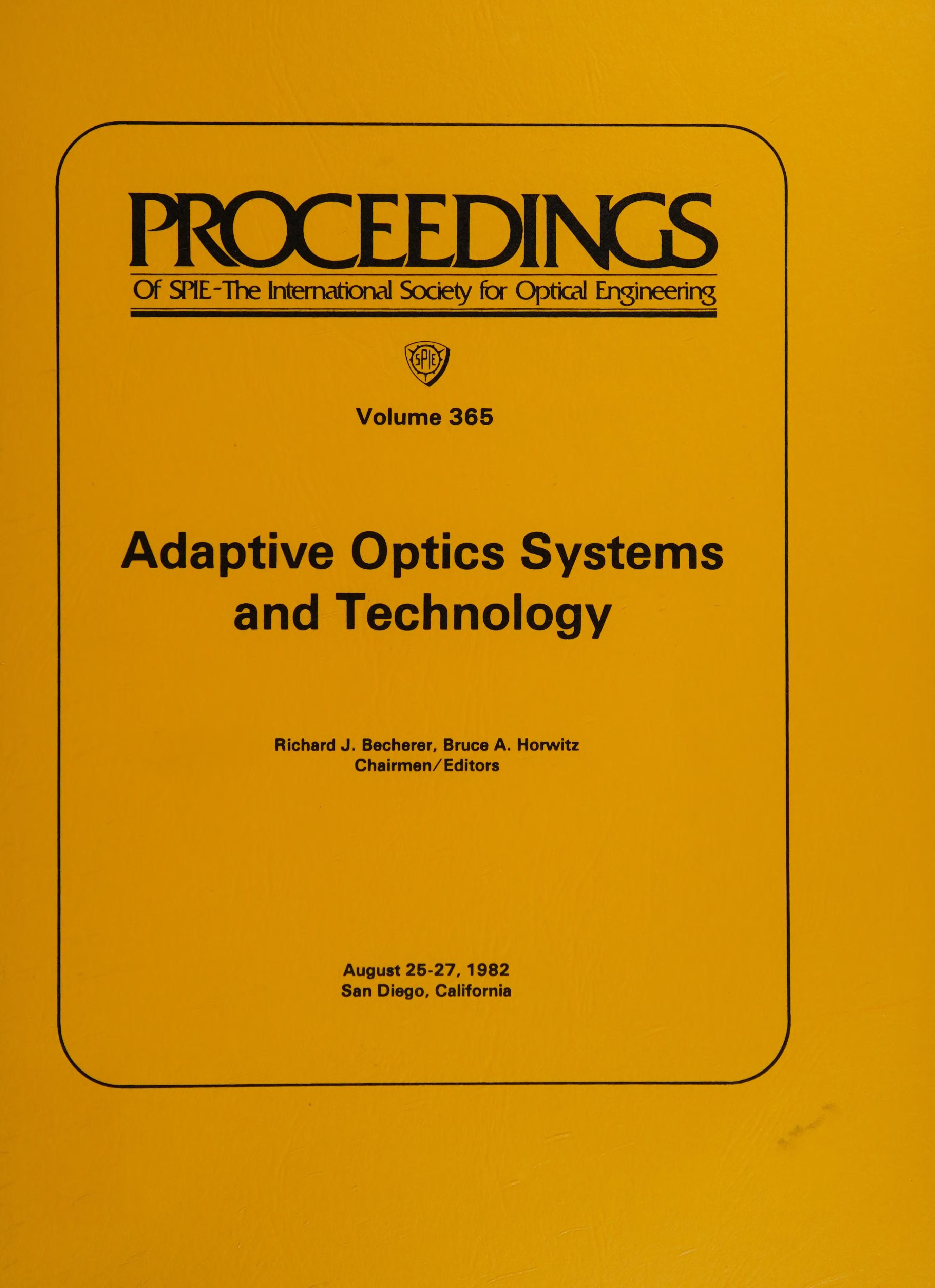 Adaptive Optics Systems and Technology