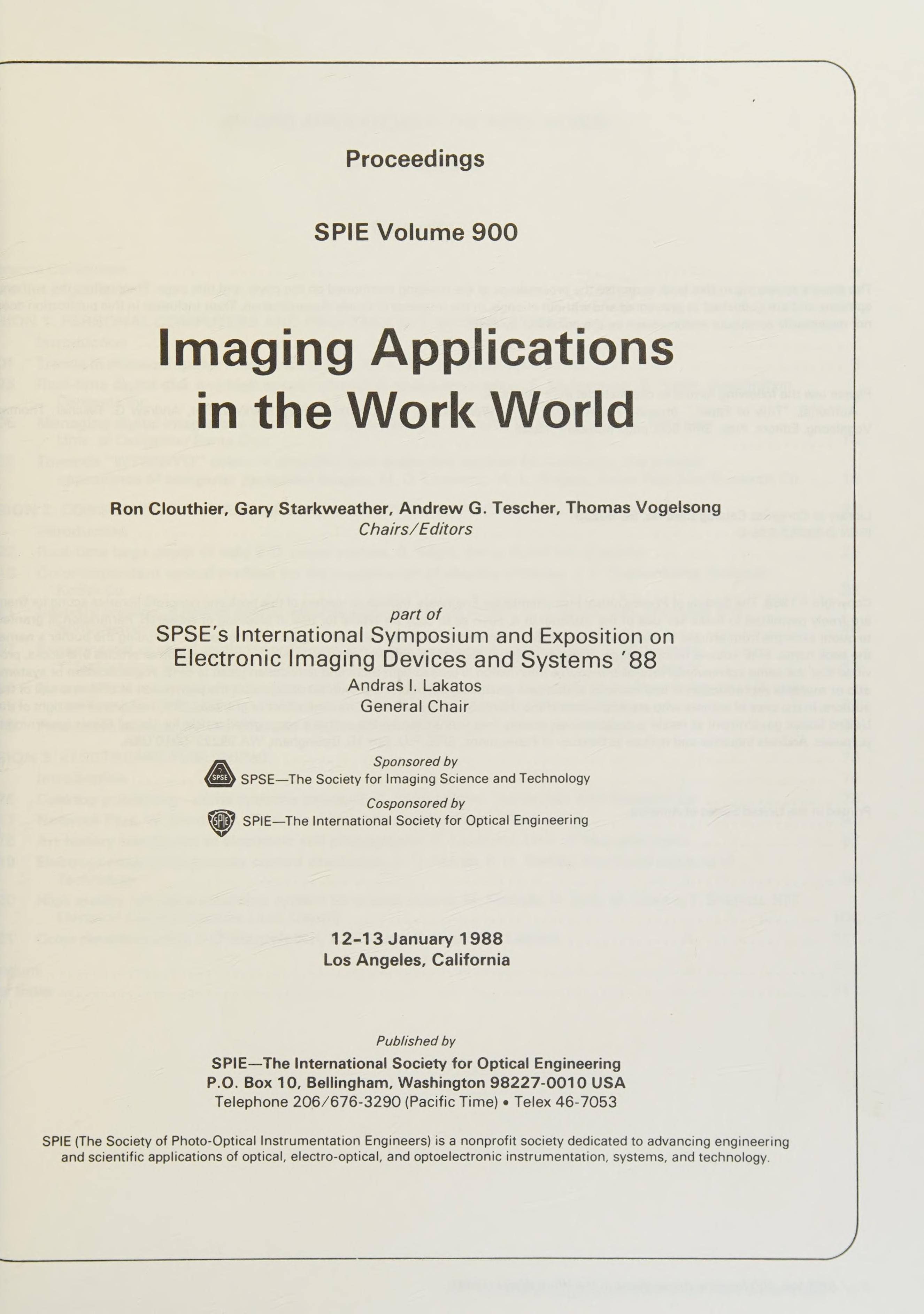 Imaging Applications in the Work World