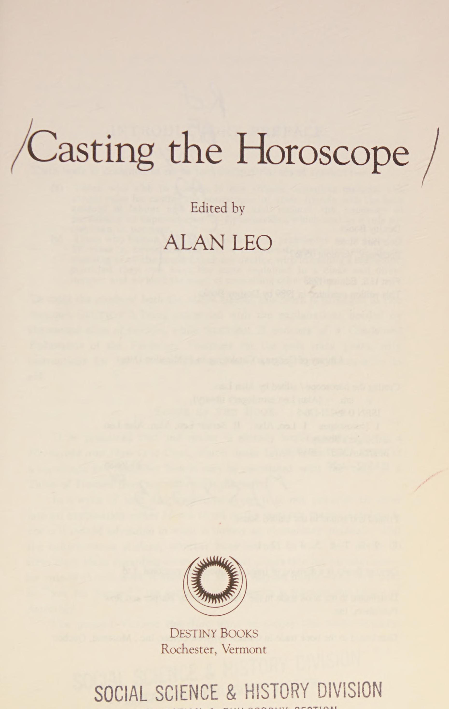 Casting the Horoscope