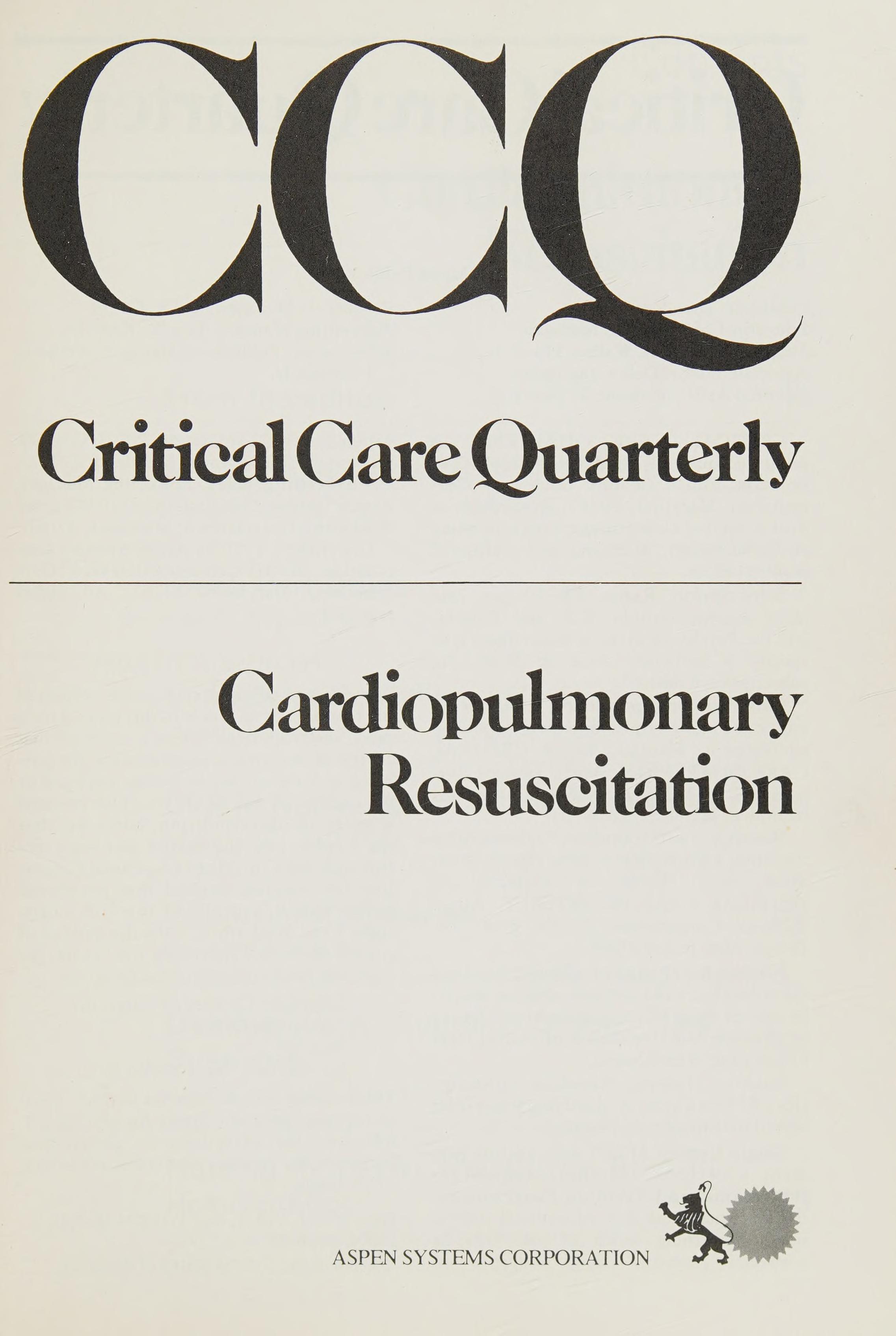 Cardiopulmonary Resuscitation
