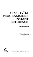 Dbase Iv 1.1 Programmer's Instant Reference