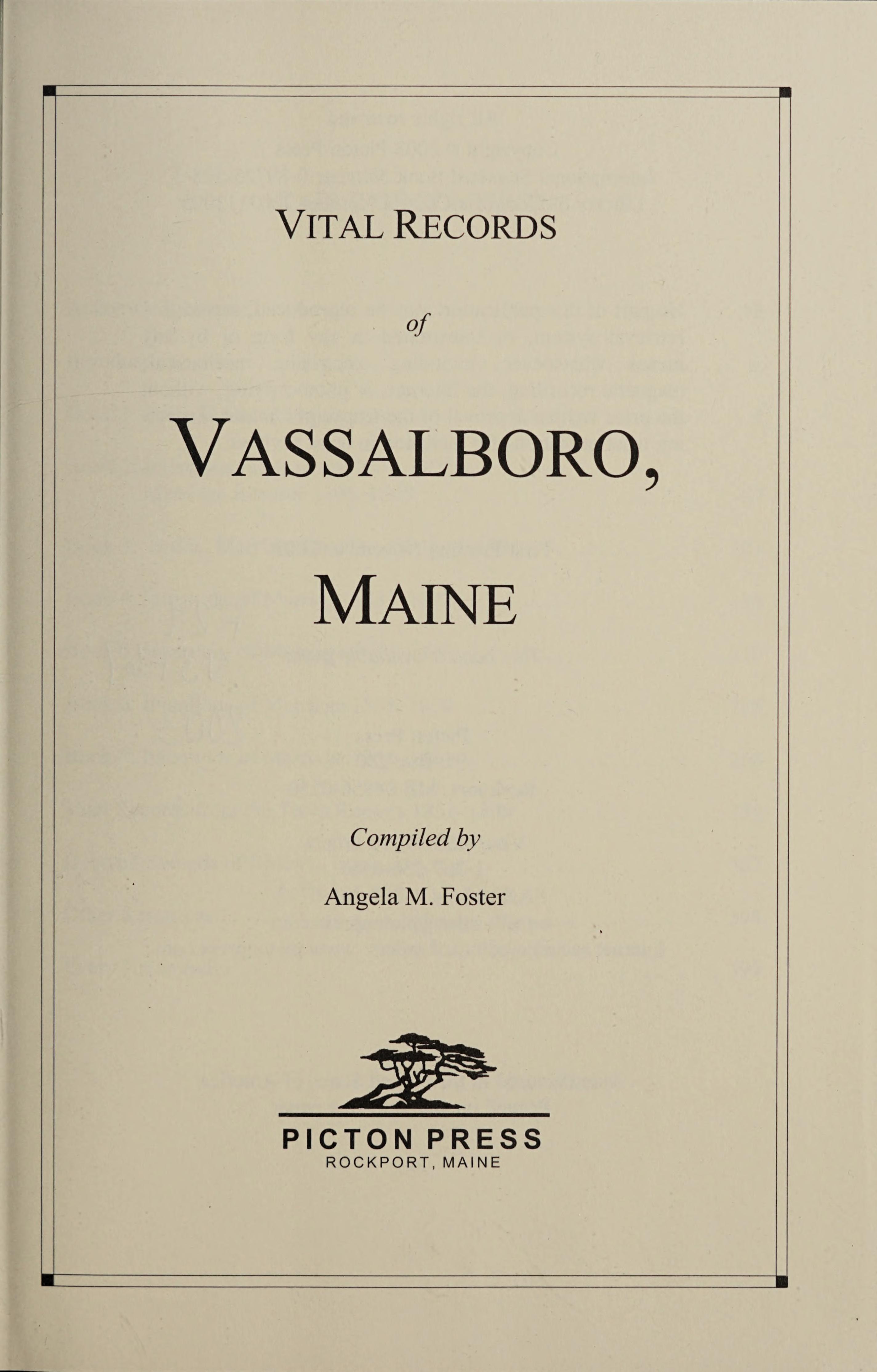 Vital Records Of Vassalboro, Maine