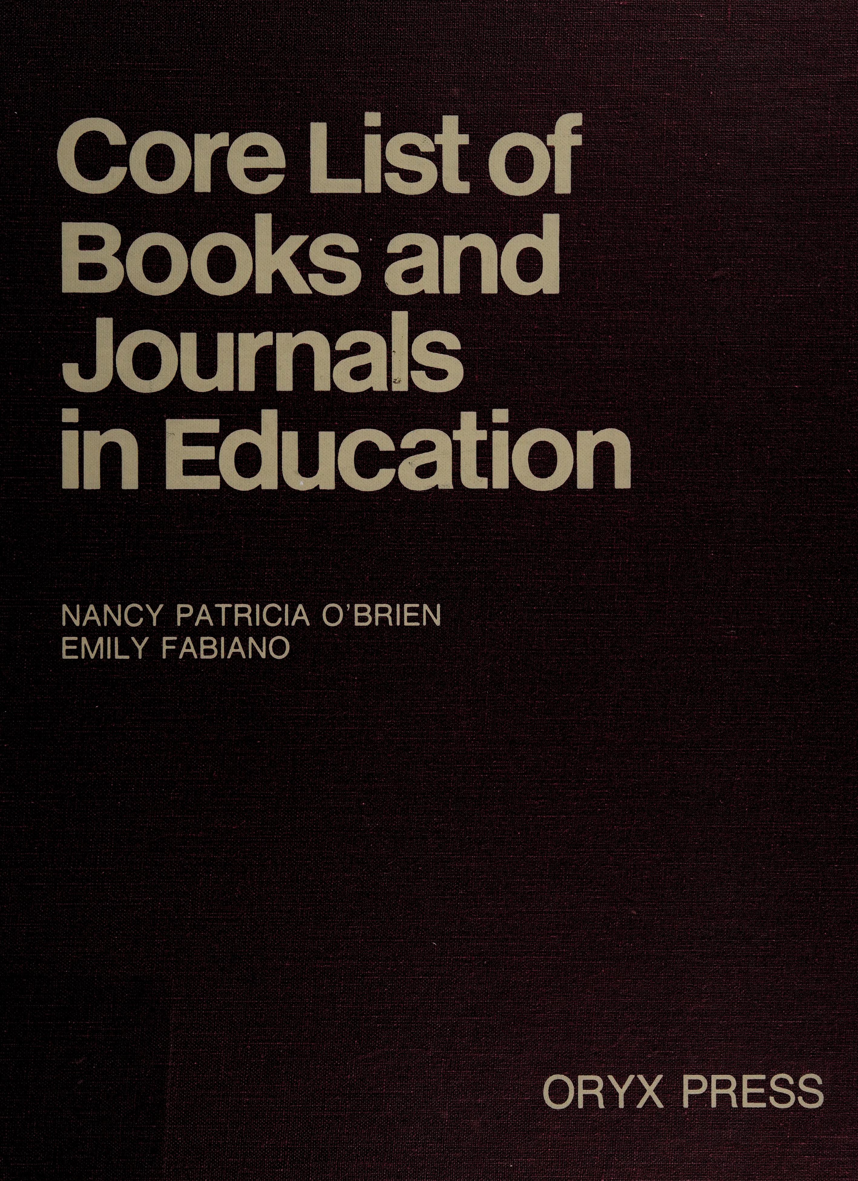 Core List Of Books And Journals In Education