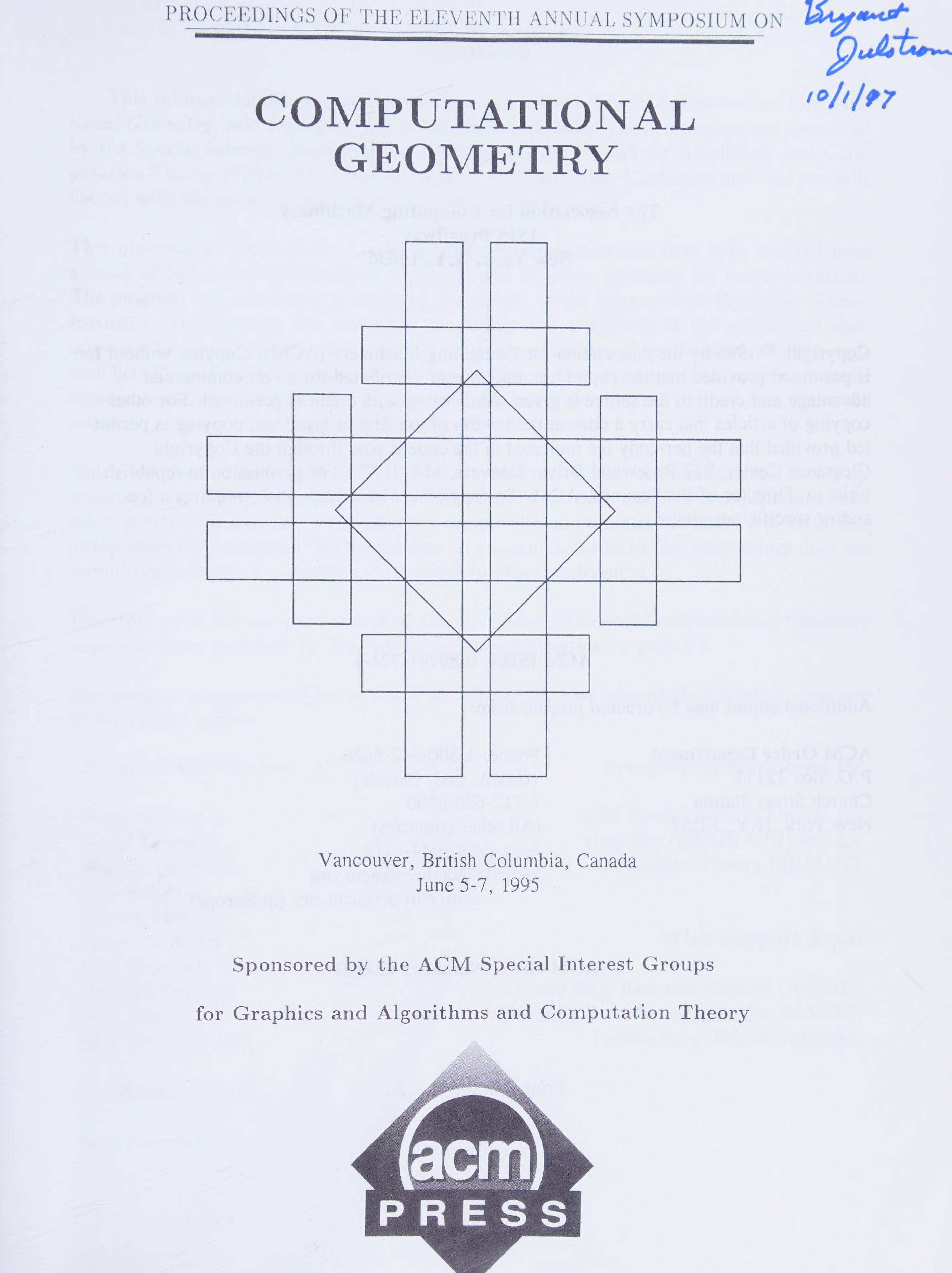 Computational Geometry the 11th Annual Symposium