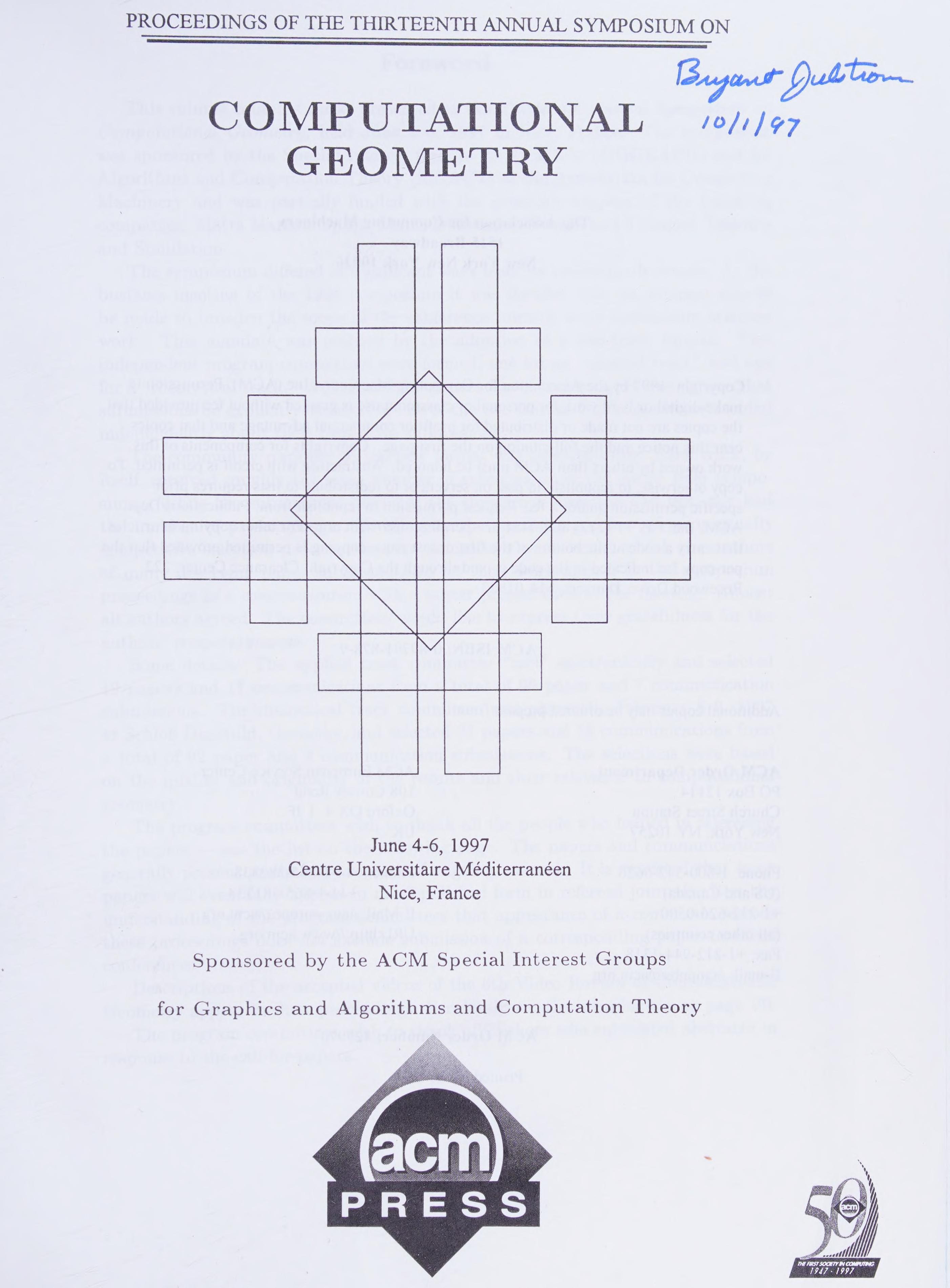 Computational Geometry 1997/13th