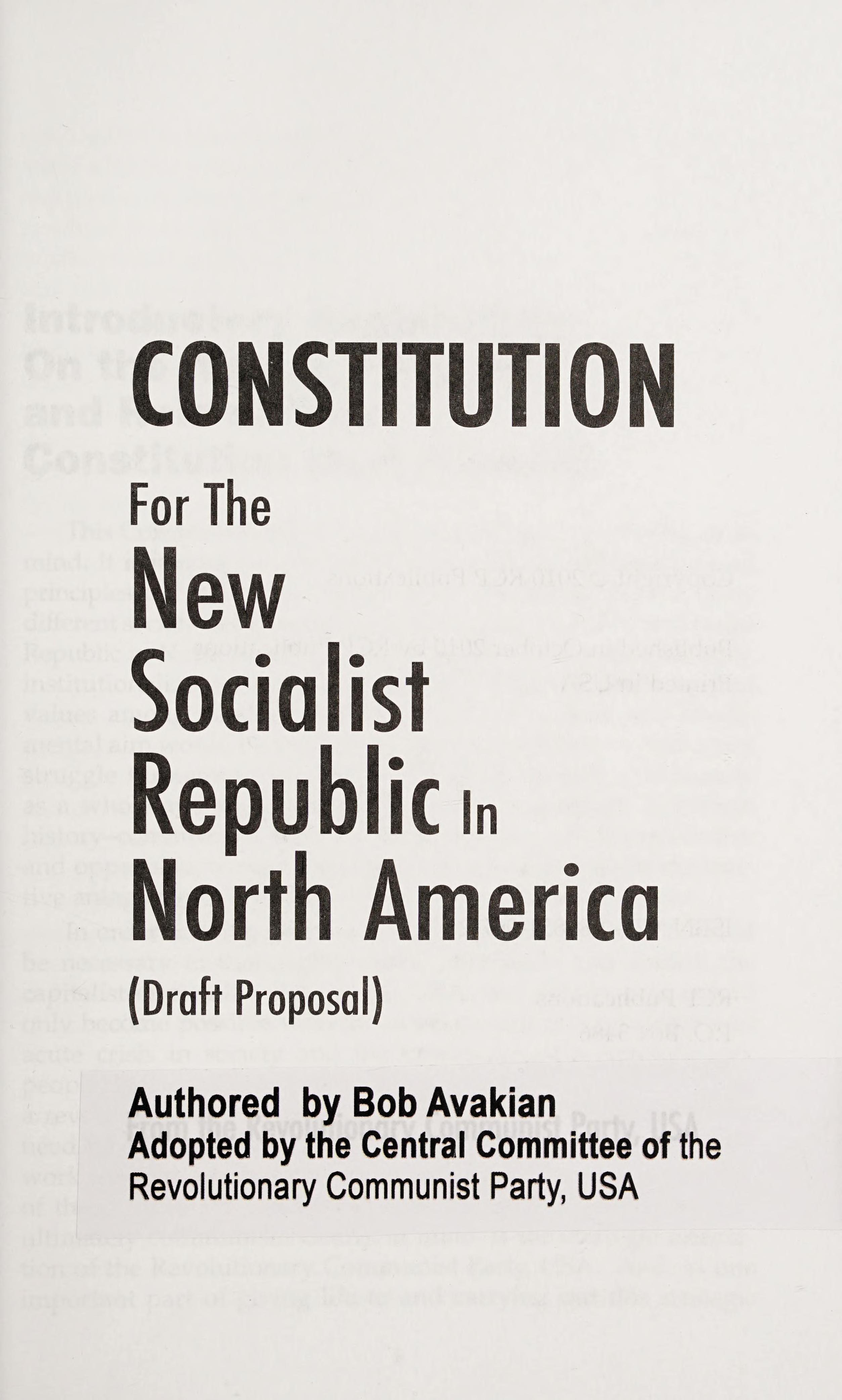Constitution for the New Socialist Republic in North America
