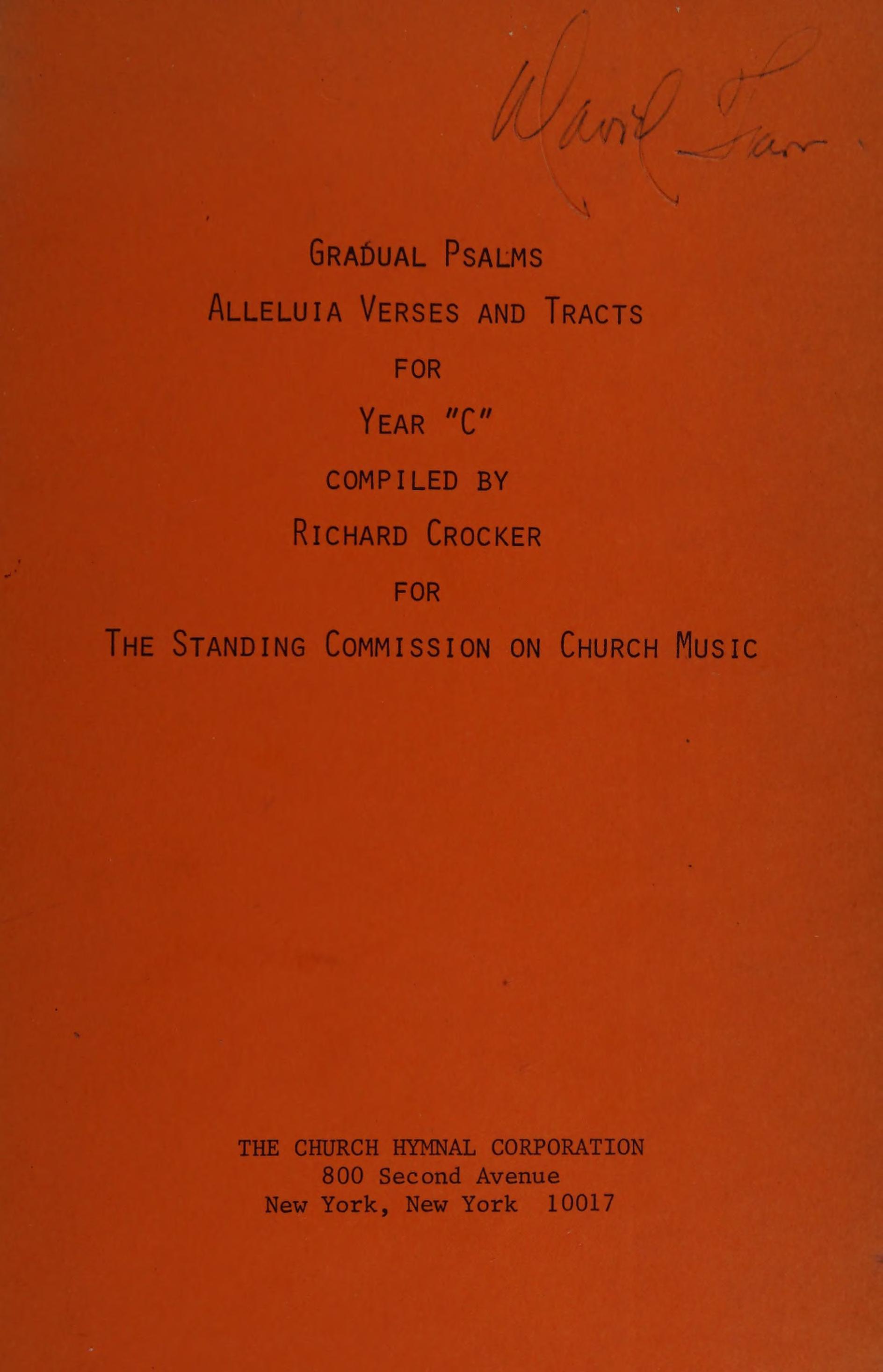 Gradual Psalms Alleluia Verses And Tracts For Year "C"