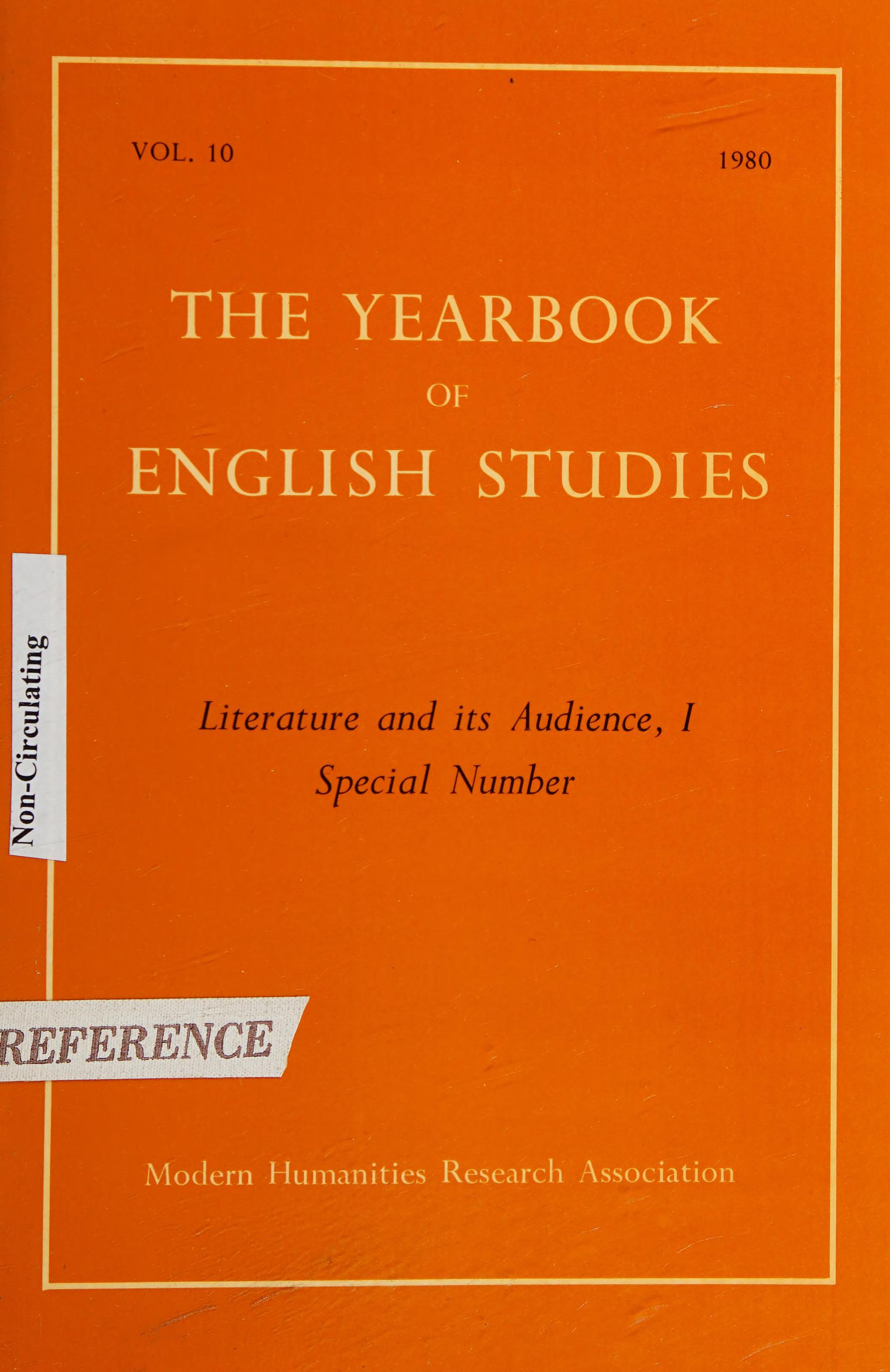 Year Book Of English Studies: 1980 V. 10