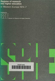 Register Of Research Into Higher Education In Western Europe, 1973