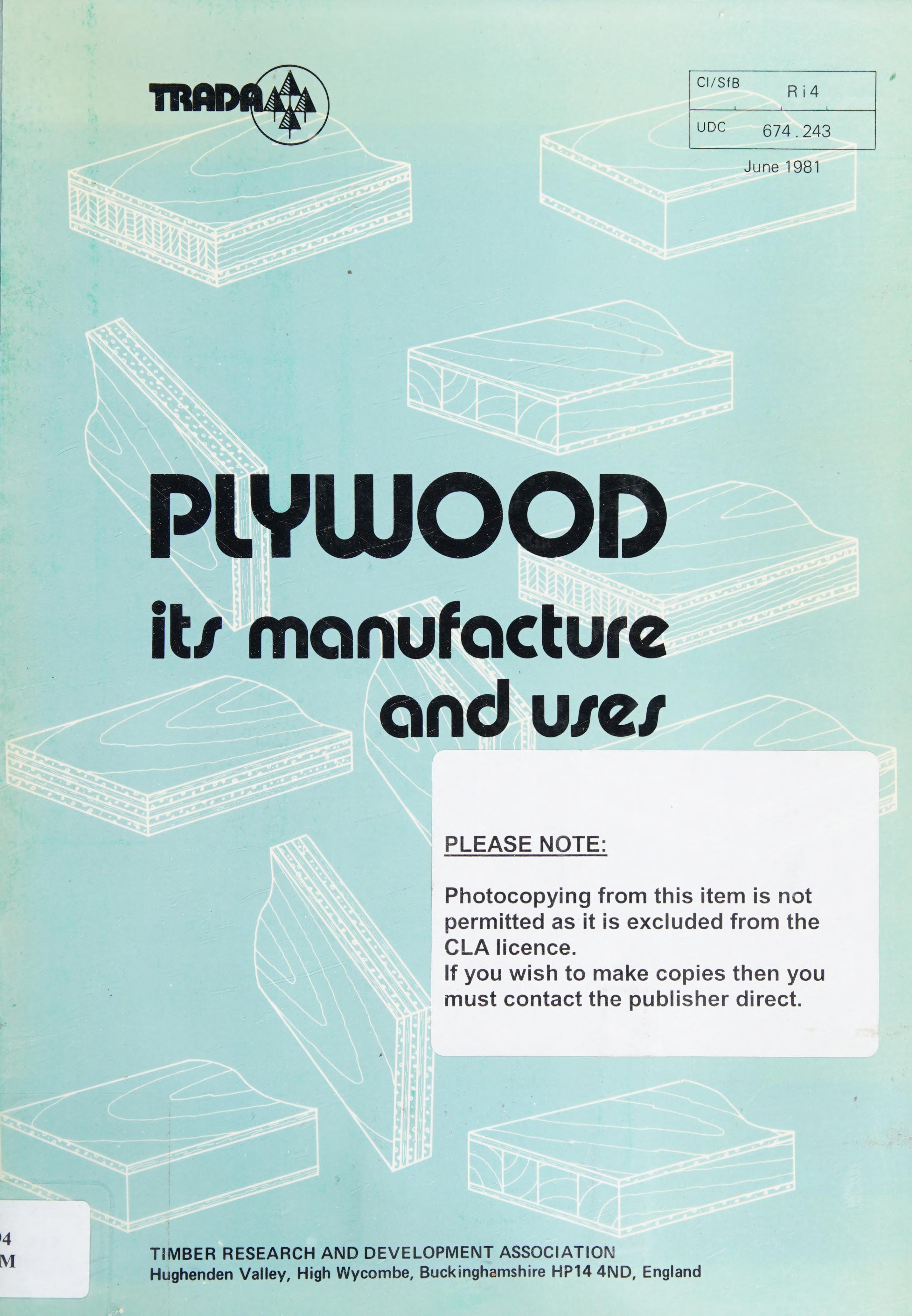 Plywood: Its Manufacture And Uses