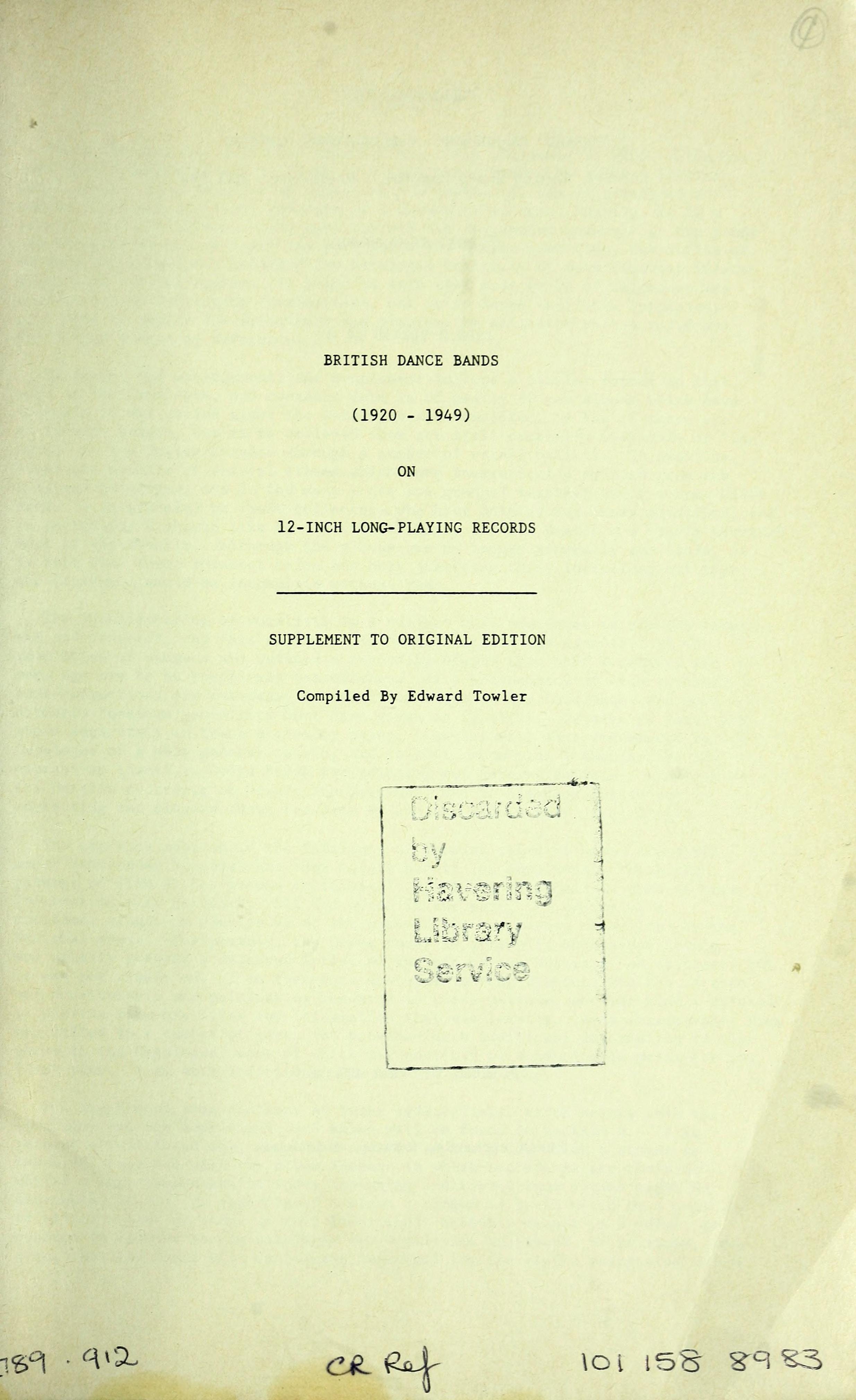 British Dance Bands (1920-1949) On 12-Inch Long-Playing Records