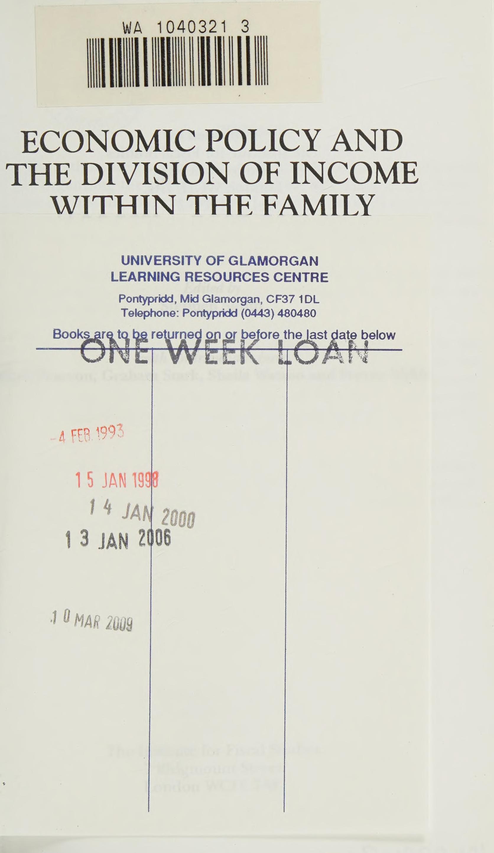 Economic Policy and the Division of Income Within the Family
