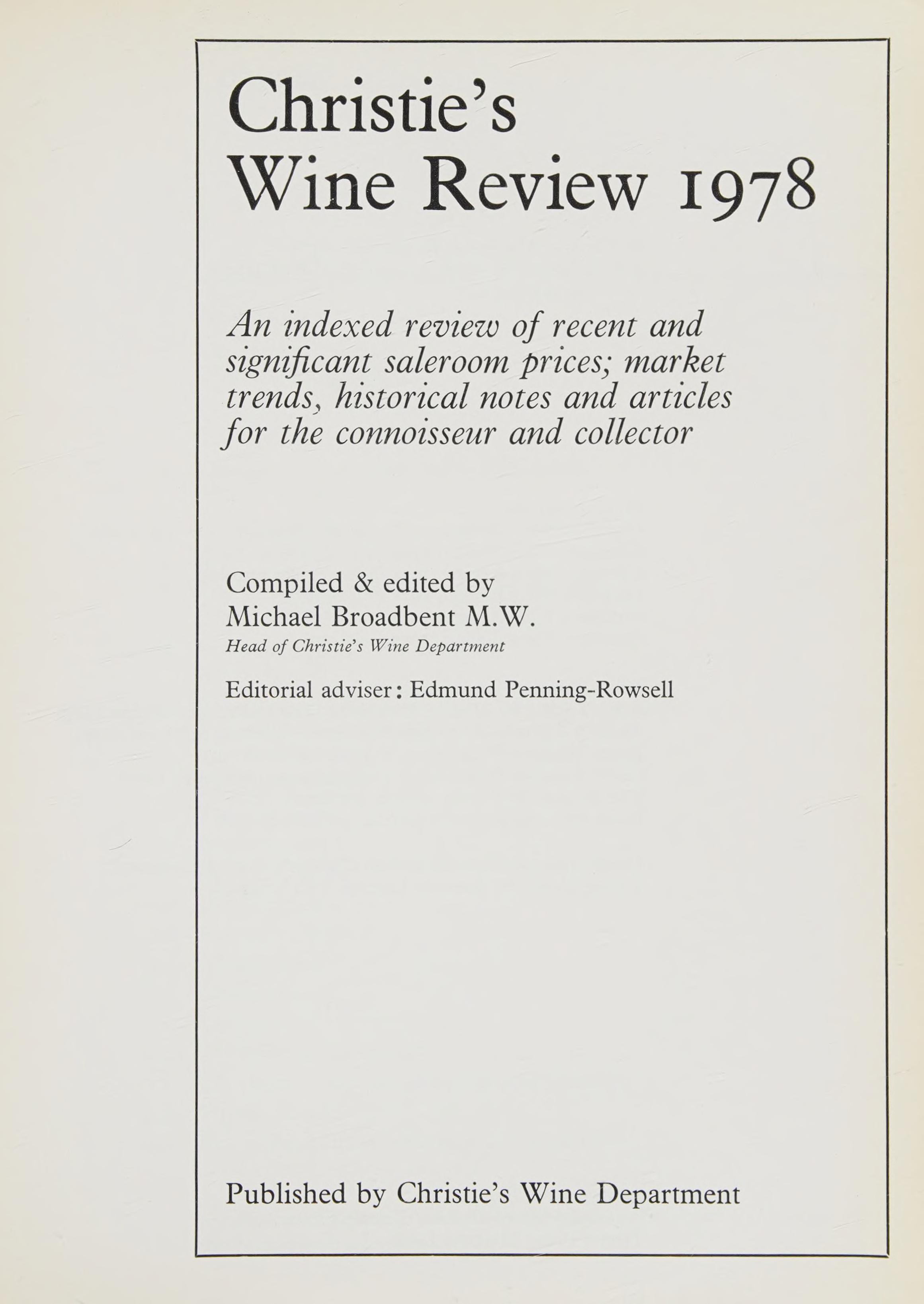 Christie'S Wine Review 1978