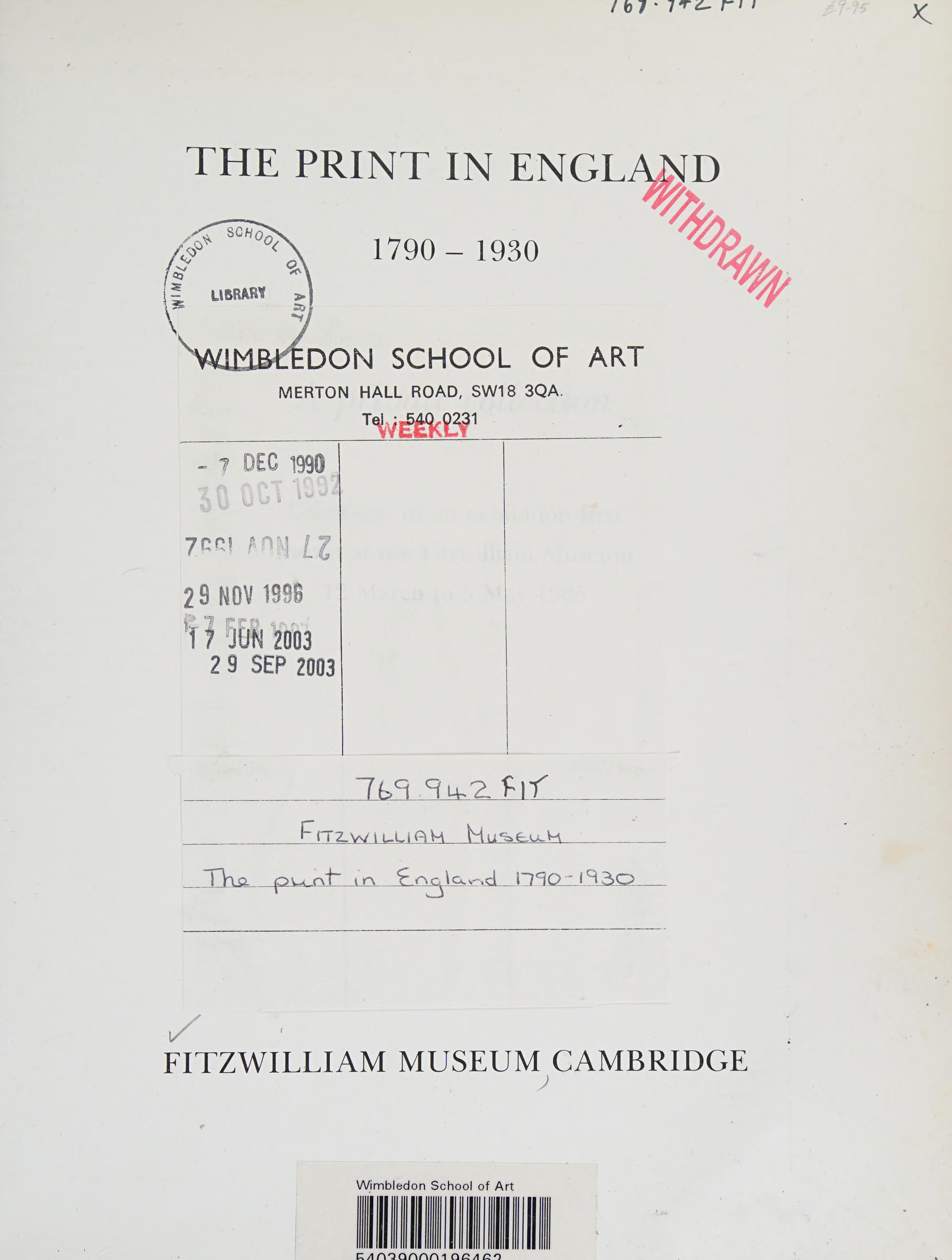 The Print in England, 1790-1930
