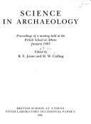 Science In Archaeology: Proceedings Of A Meeting Held At The British School At Athens, January 1985