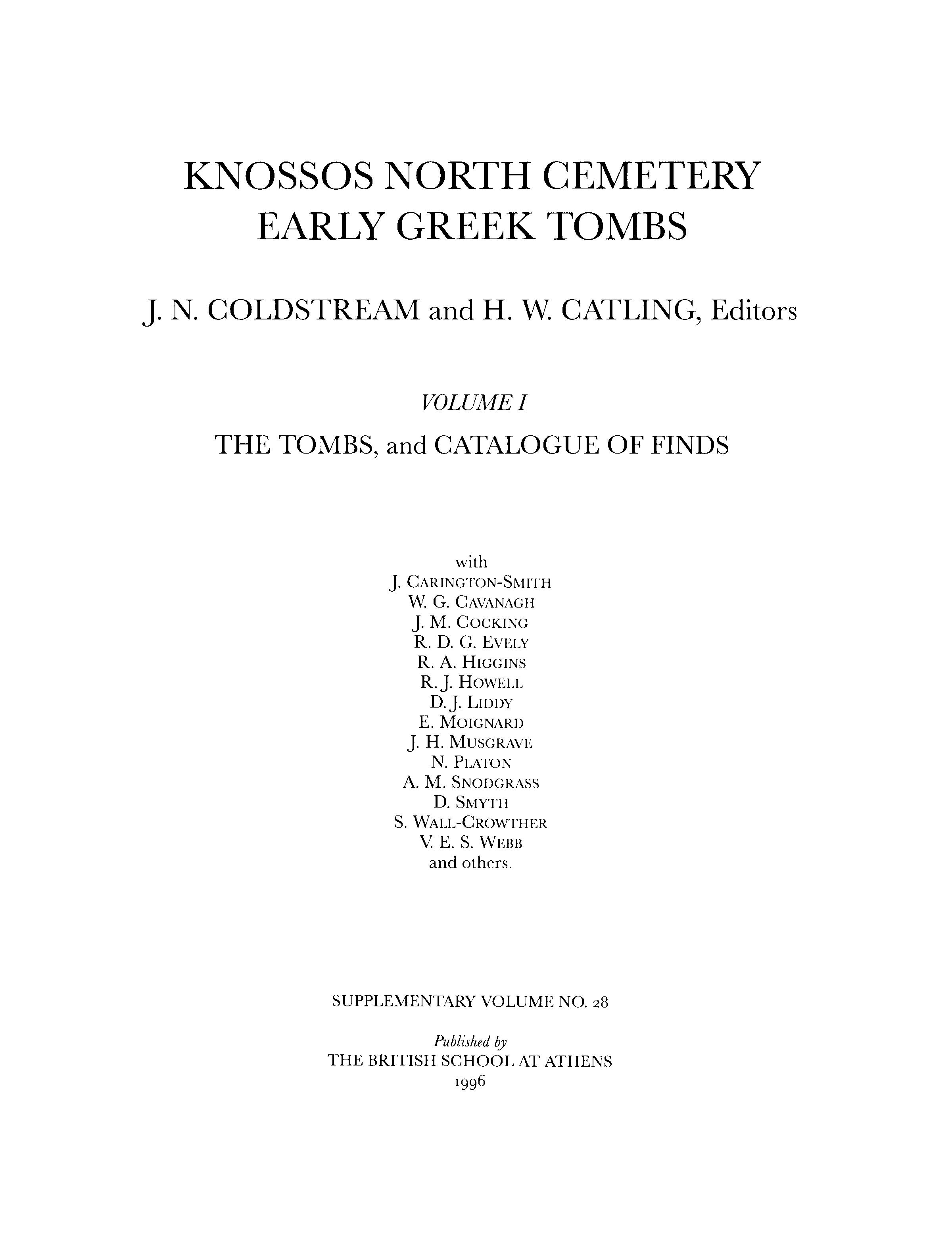 Knossos North Cemetery: Early Greek Tombs