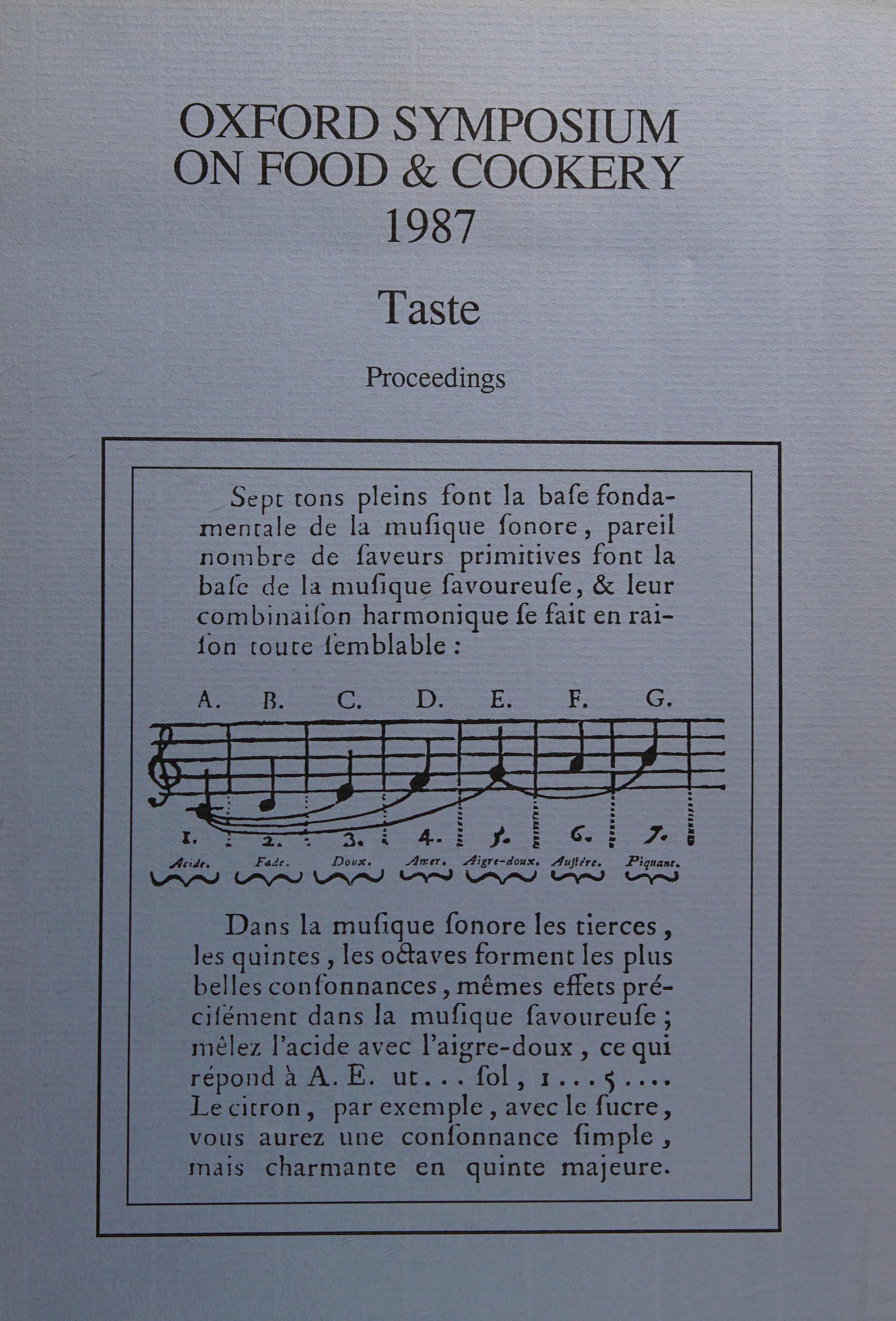 Taste: Proceedings Of Oxford Symposium On Food & Cookery 1987