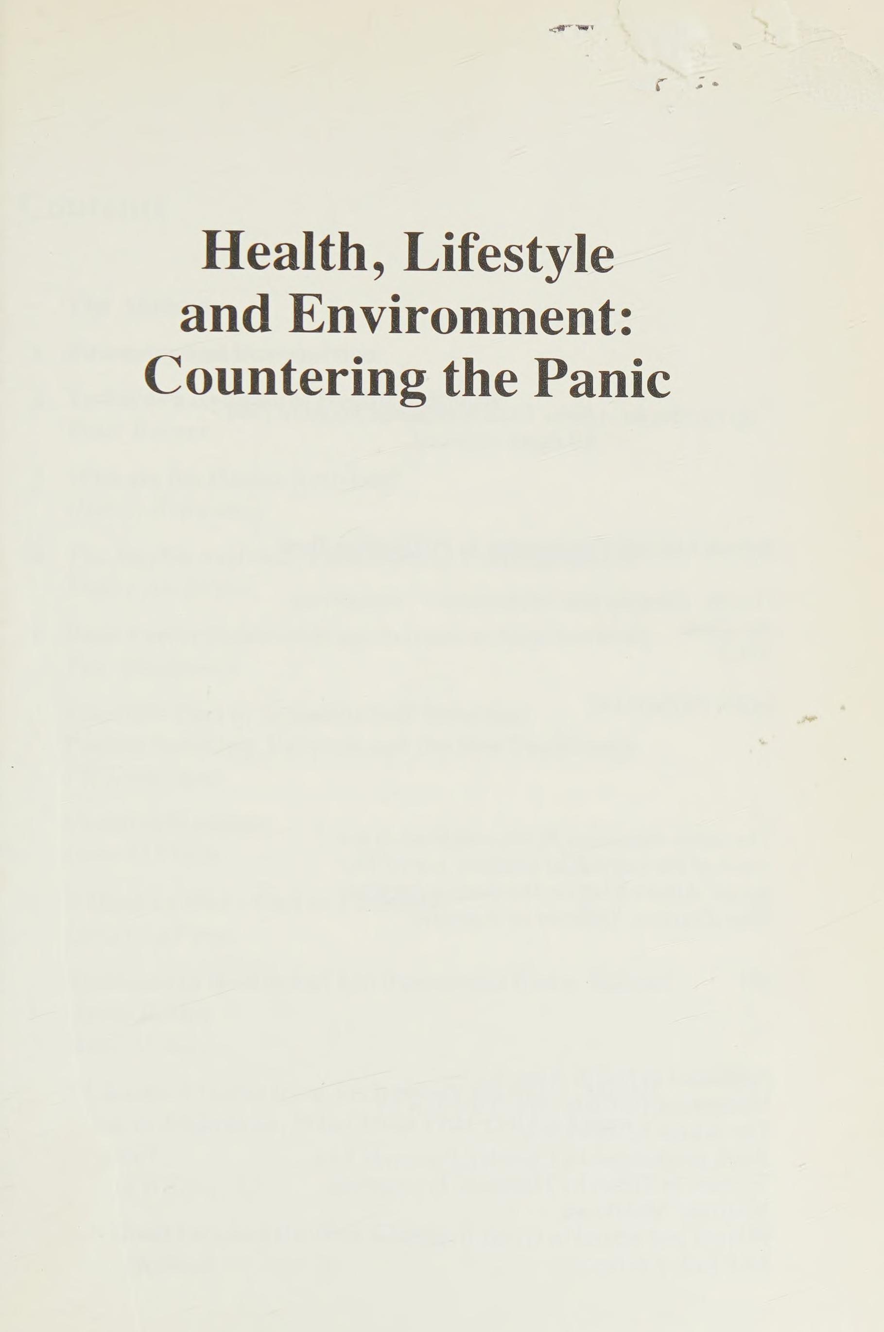 Health, Lifestyle and Environment